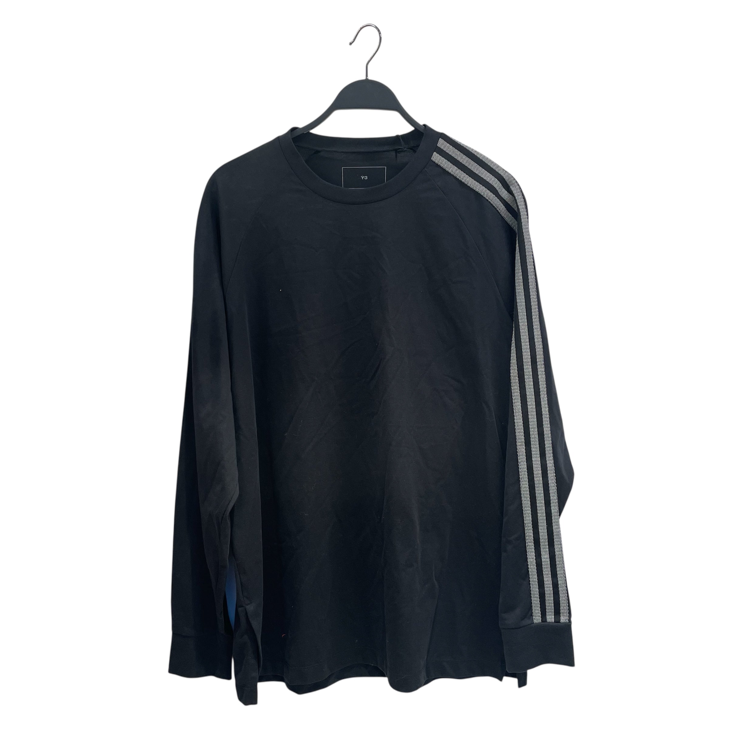 Y-3/LS T-Shirt/M/Cotton/BLK/GREY SLEEVE STRIPE SHIRT view 1