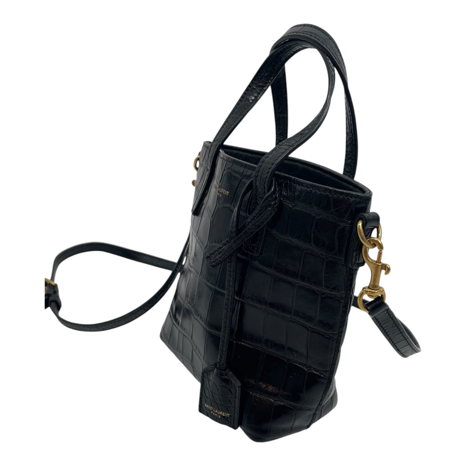 SAINT LAURENT/Cross Body Bag/Animal Pattern/Leather/BLK/CROCODILE MINI SAC DE JOUR view 2