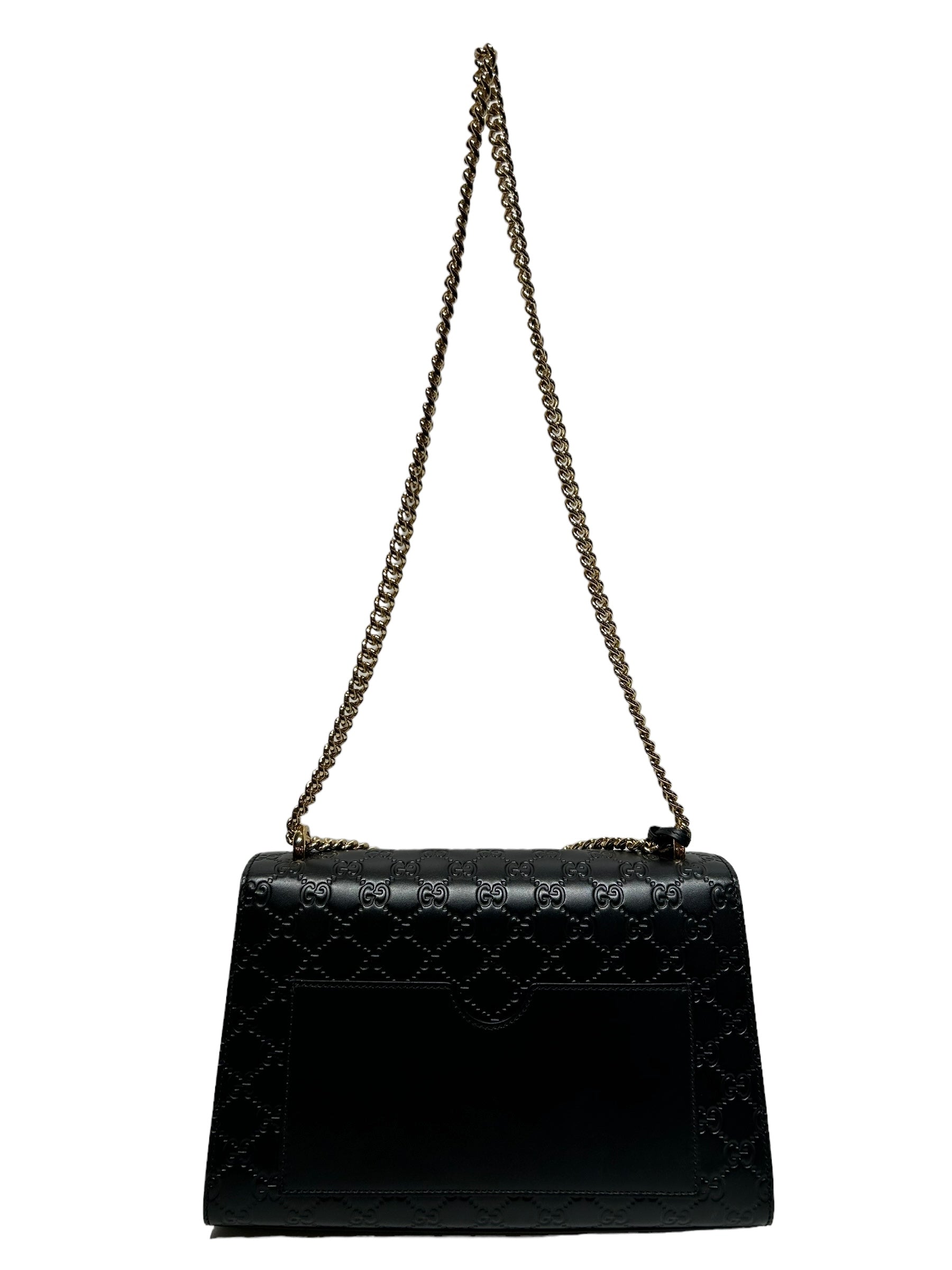 GUCCI/Hand Bag/Monogram/Leather/BLK/Guccissima Padlock view 2