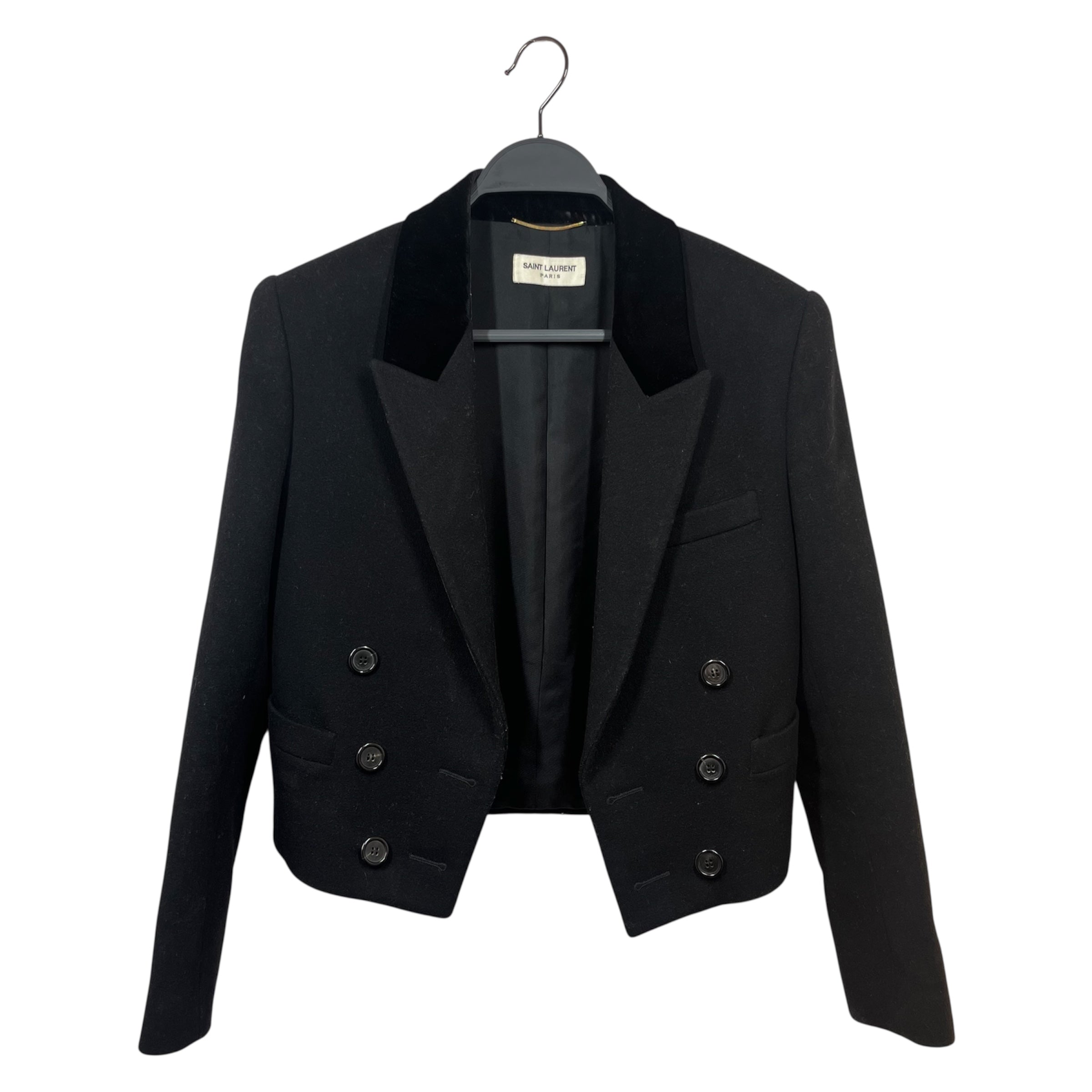 SAINT LAURENT/Jacket/40/Wool/BLK/cropped blazer view 1