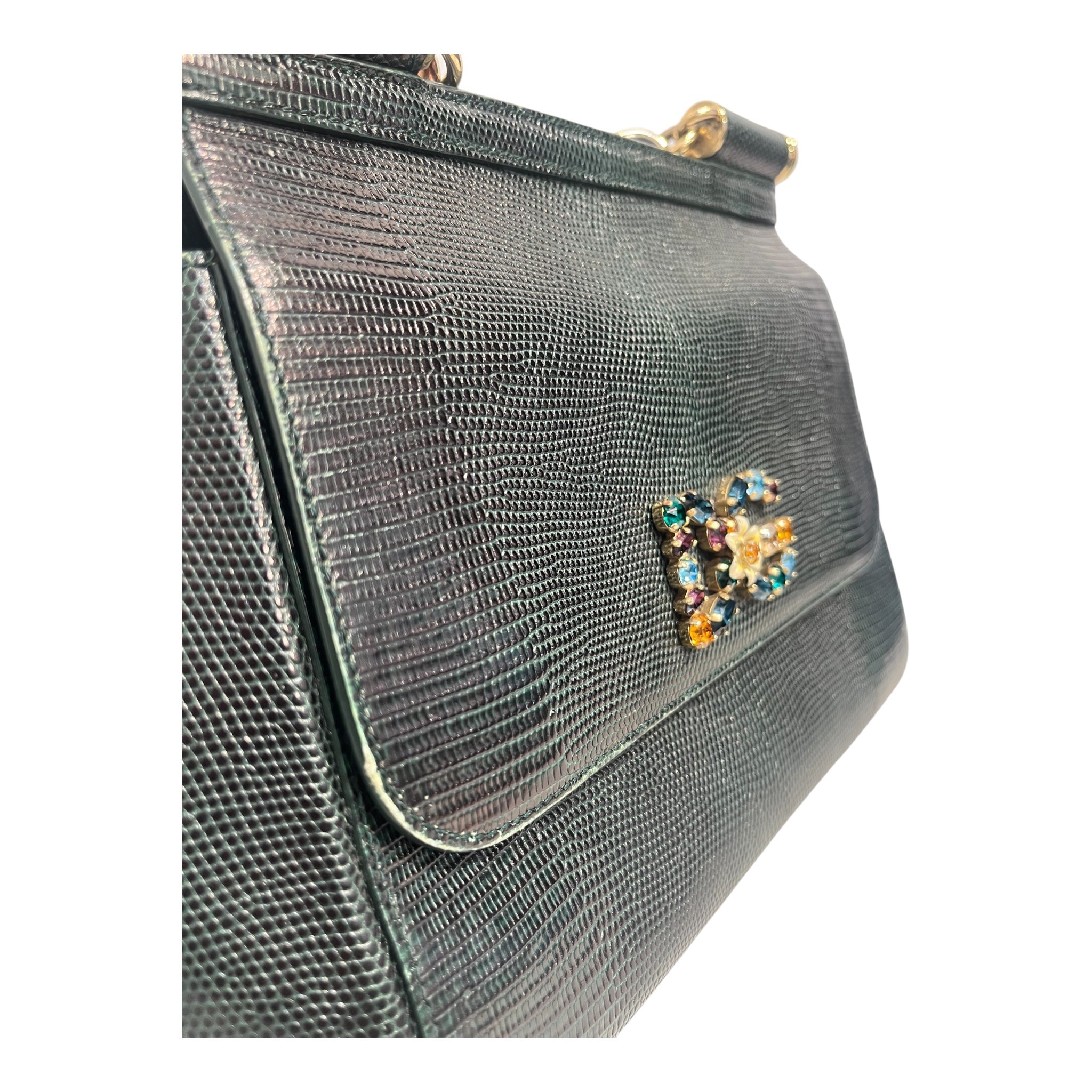 DOLCE&GABBANA/Hand Bag/Leather/GRN/MUTICOLOR CRYSTAL DG LOGO view 6