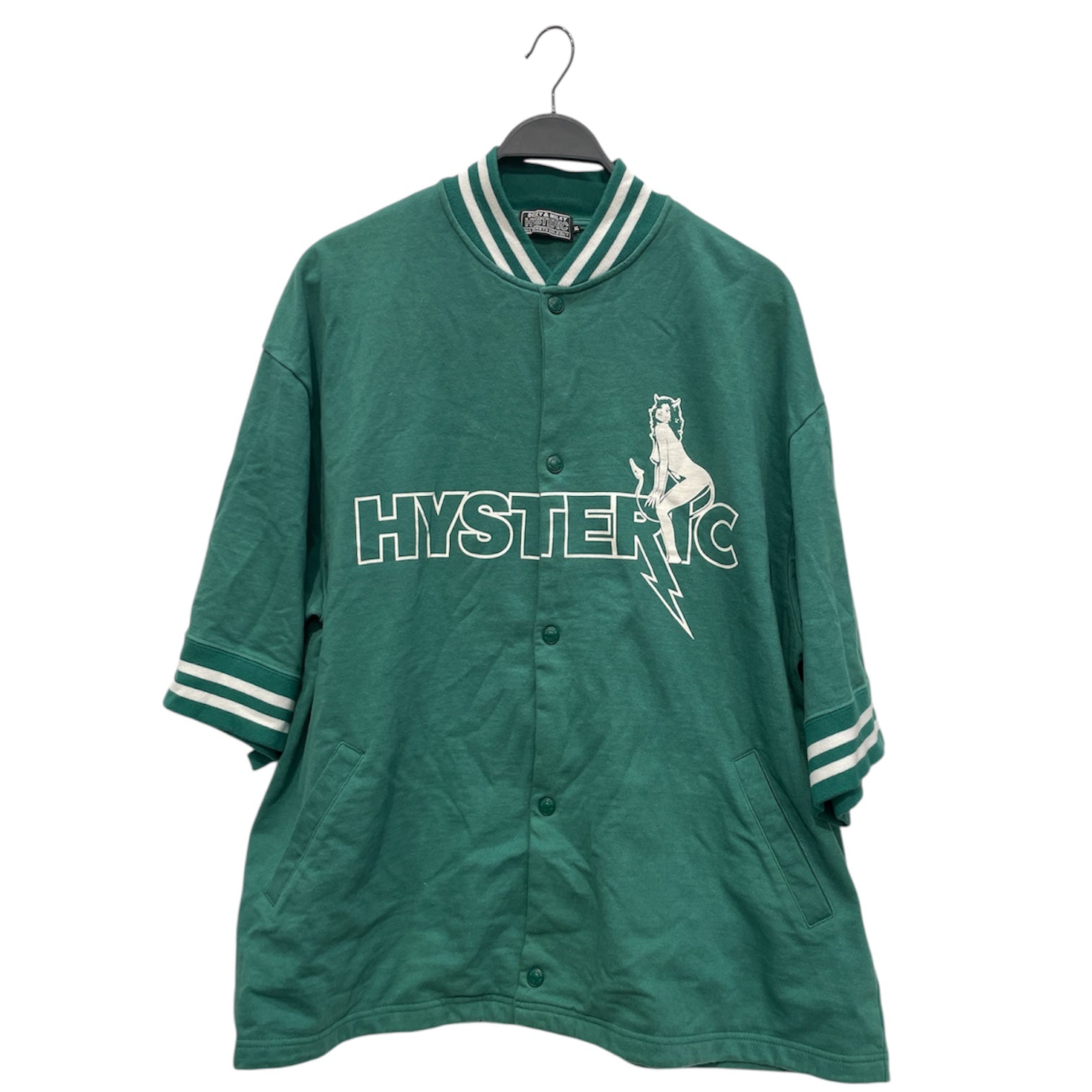 HYSTERIC GLAMOUR/SS Shirt/XL/Cotton/GRN/VARISTY STYLE SS SHIRT view 1