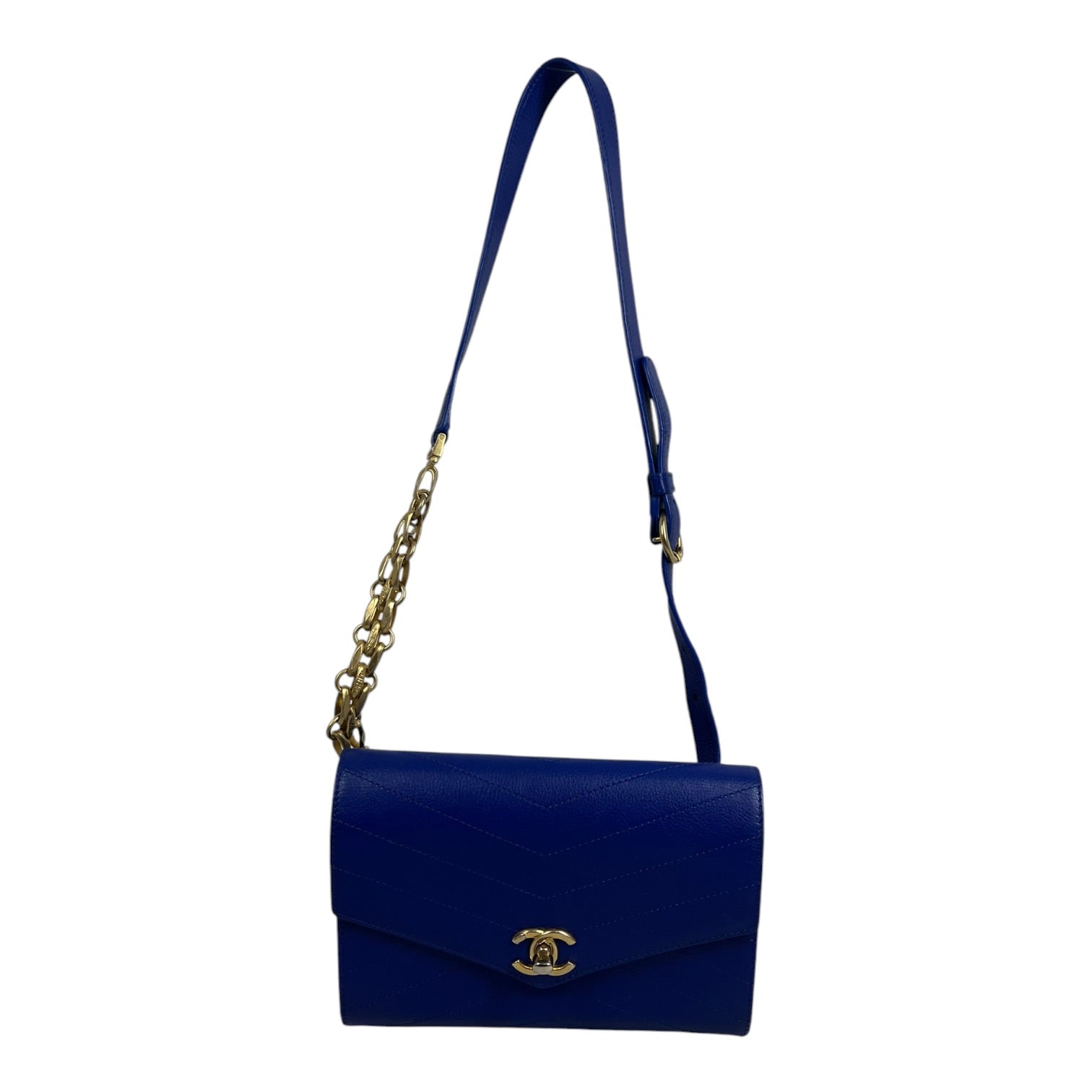 CHANEL/Hand Bag/Leather/BLU/Small chevron view 1
