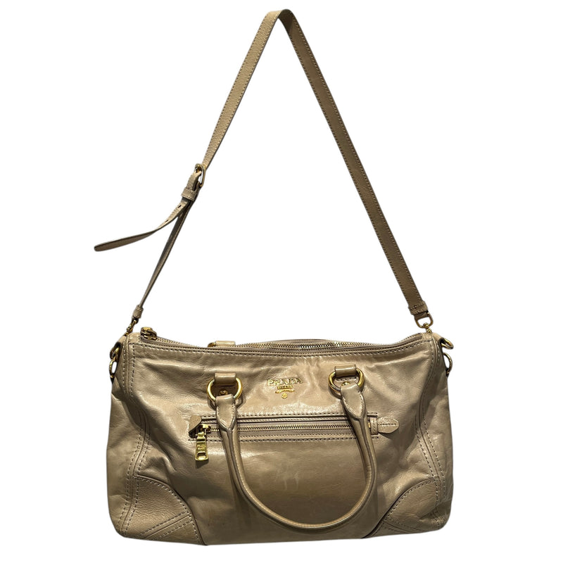 PRADA/Hand Bag/Leather/BEG/STRAP