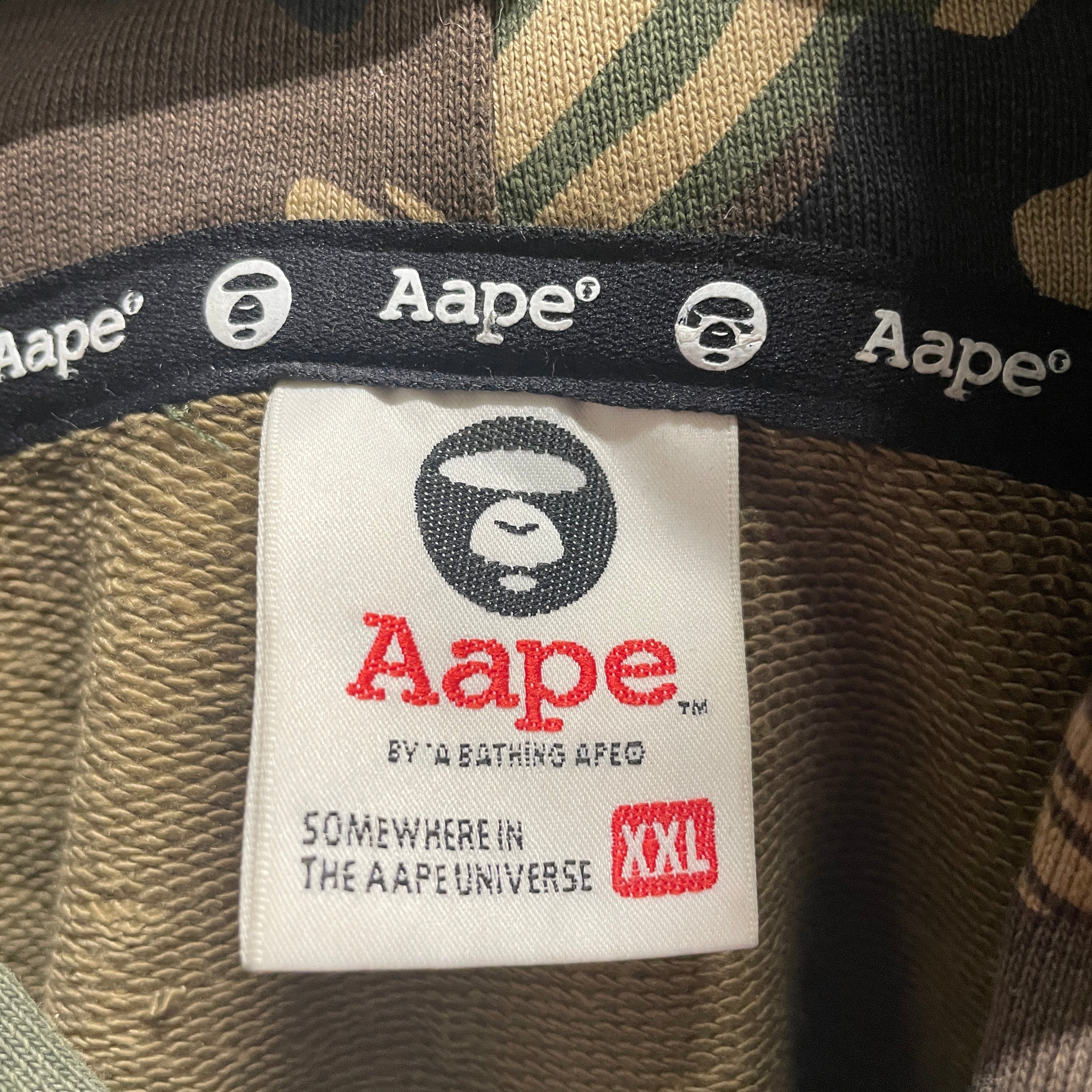 AAPE BY A BATHING APE/Hoodie/XXL/Camouflage/Cotton/GRN/WHT AAPE LOGO FRONT/PATCH view 3