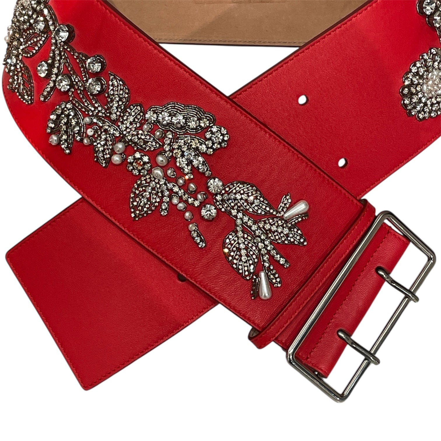 Alexander McQueen/Belt/Leather/RED/BEDAZZLED WIDE BELT view 2