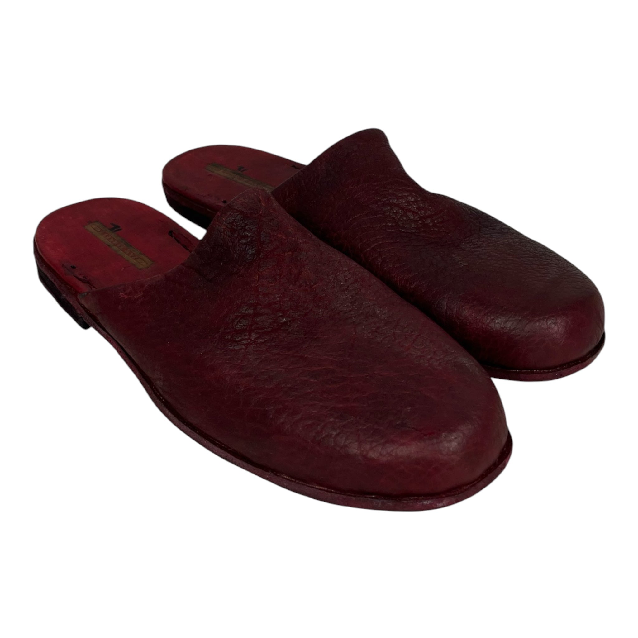 ZAMBARRETT/Loafers/US 12/Leather/RED/WRINKED LEATHER MULES view 1