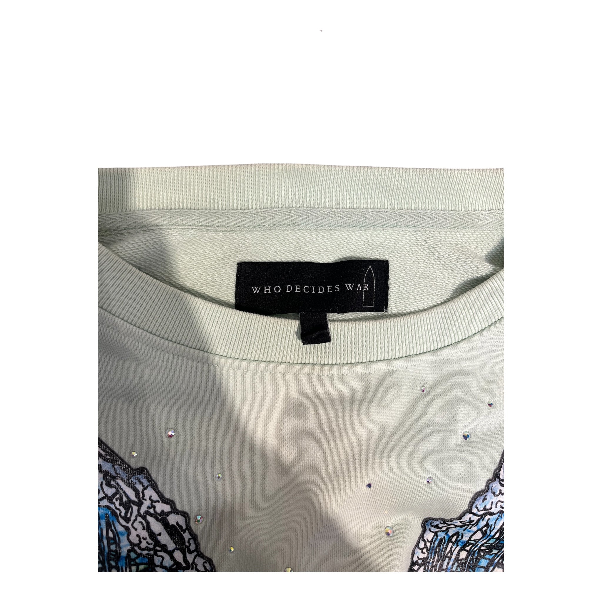 WHO DECIDES WAR/Sweater/S/Graphic/Cotton/GRN/BLU STAIN GLASS GRAPHICS view 3
