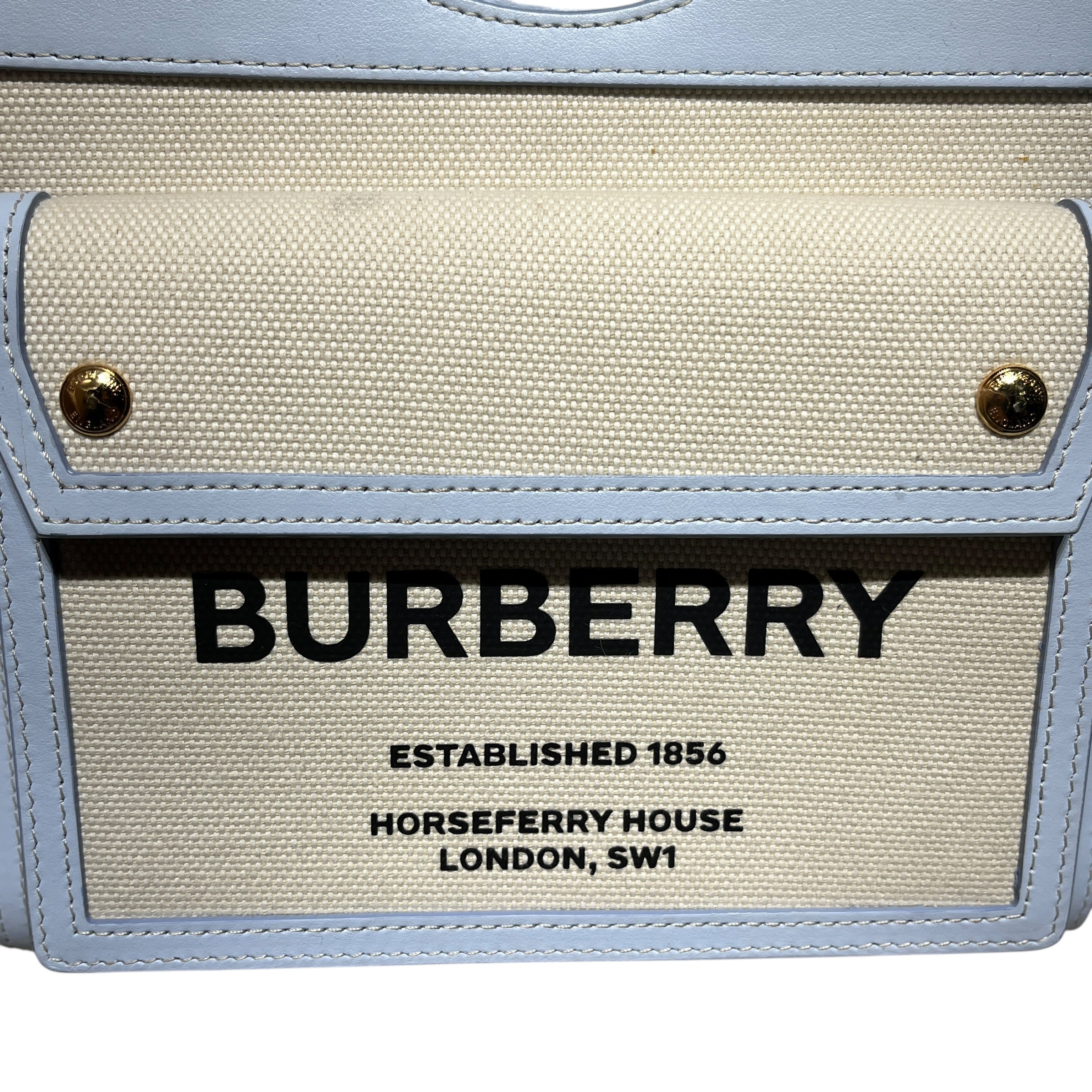 BURBERRY/Cross Body Bag/BLU/canvas crossbody blu leather view 5
