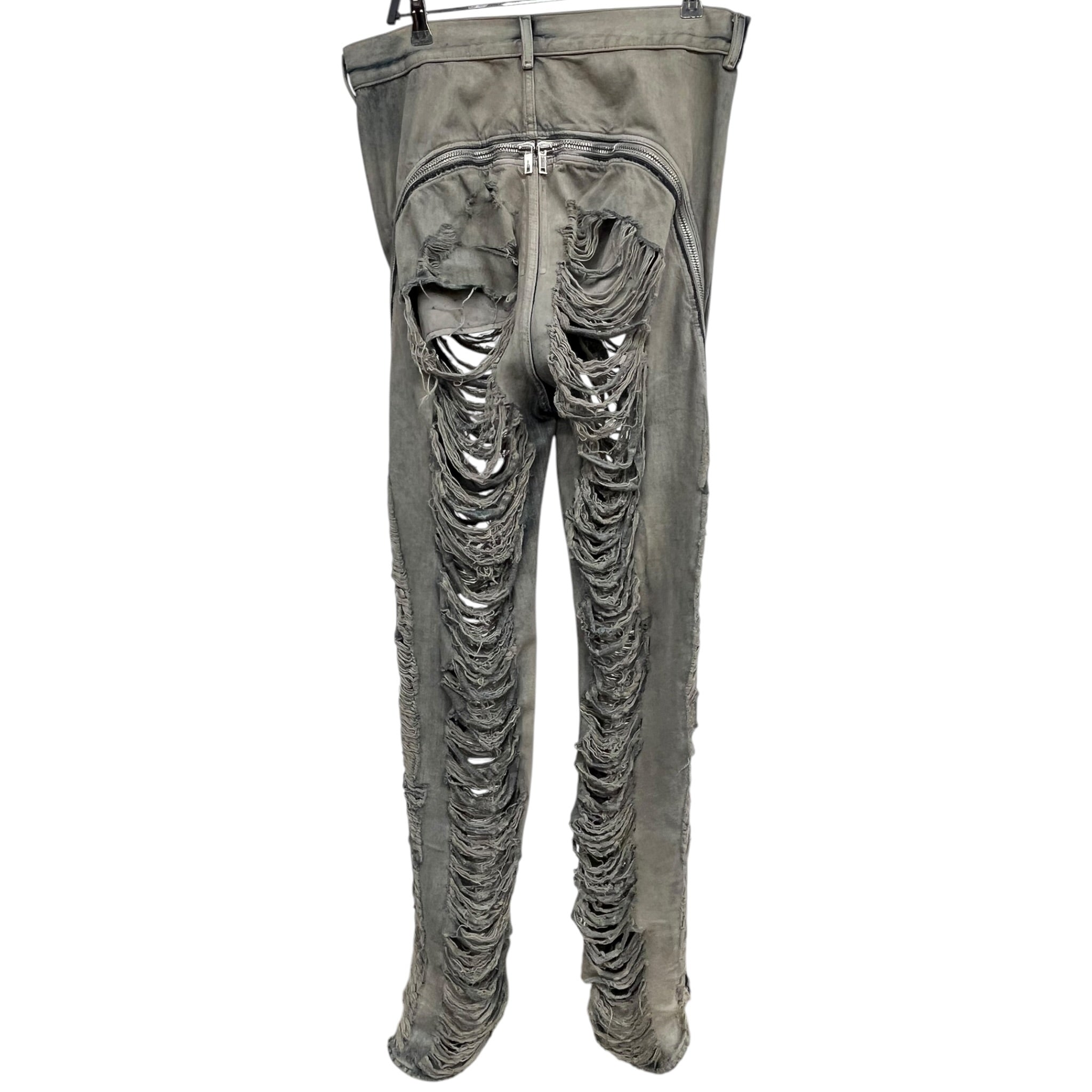 Rick Owens/Pants/32/Cotton/BLU/MINERAL WASH SHREDDED BOLAN view 3