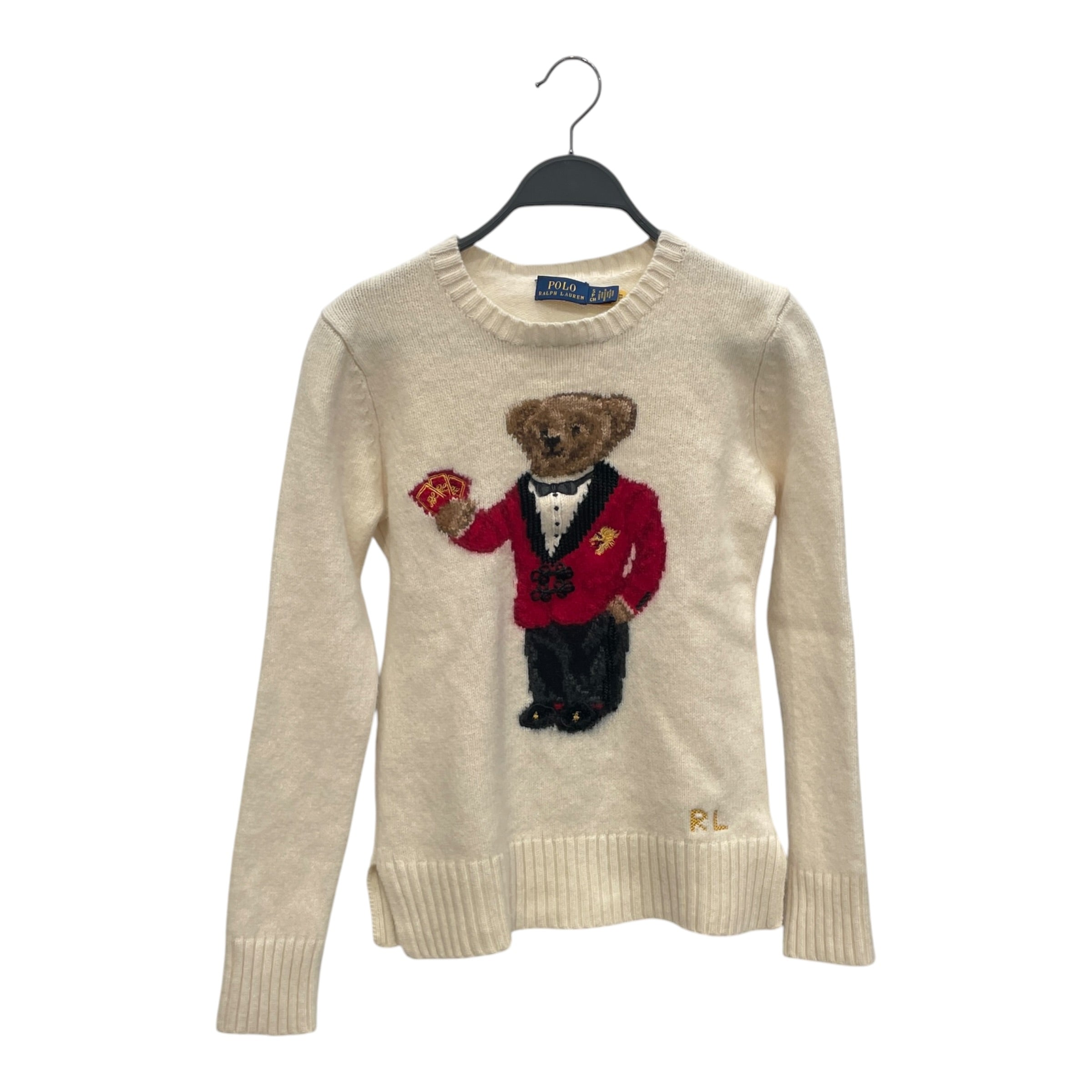 POLO RALPH LAUREN/Sweater/S/Graphic/Wool/CRM/Pullover/LUNAR NEW YEAR BEAR SHRUNKEN view 1