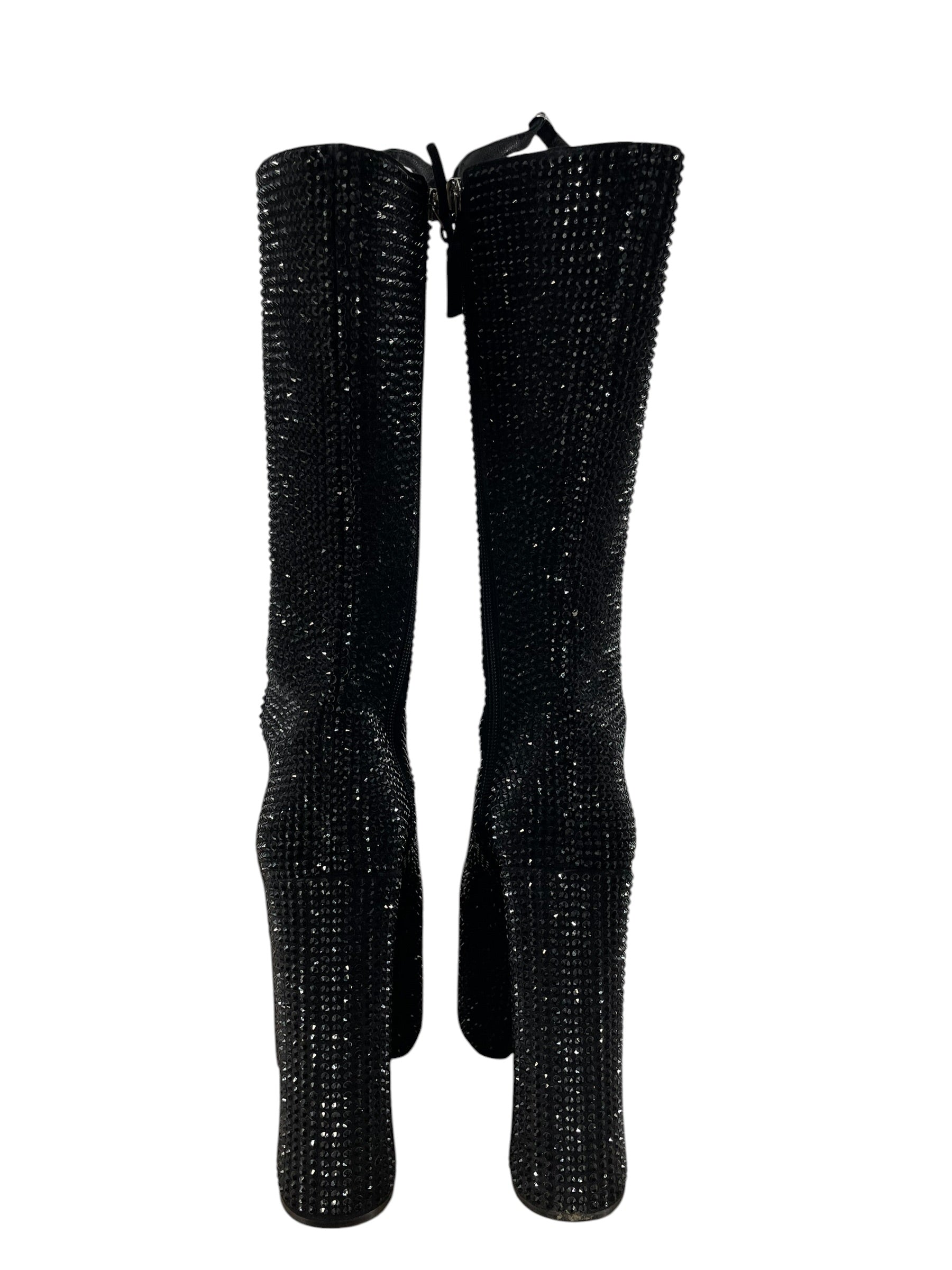 MARC JACOBS/Long Boots/US 7/Glitter/Leather/BLK/BEDAZZLED BUCKLE KIKI BOOT view 3