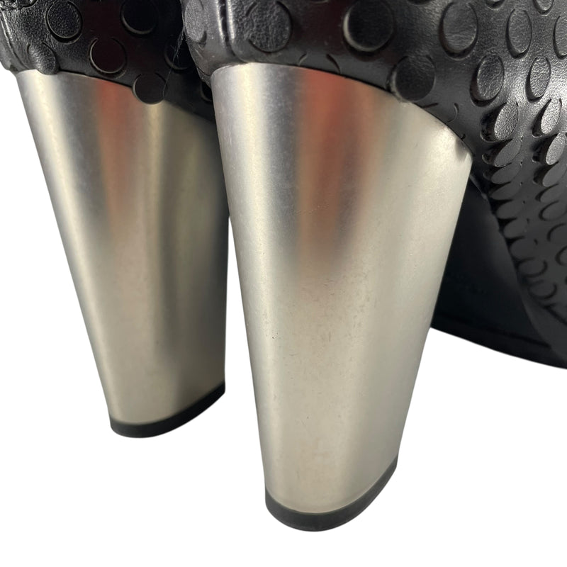 Helmut Lang/Heels/EU 41/Leather/BLK/SMOKE HOLE HEEL BOOT