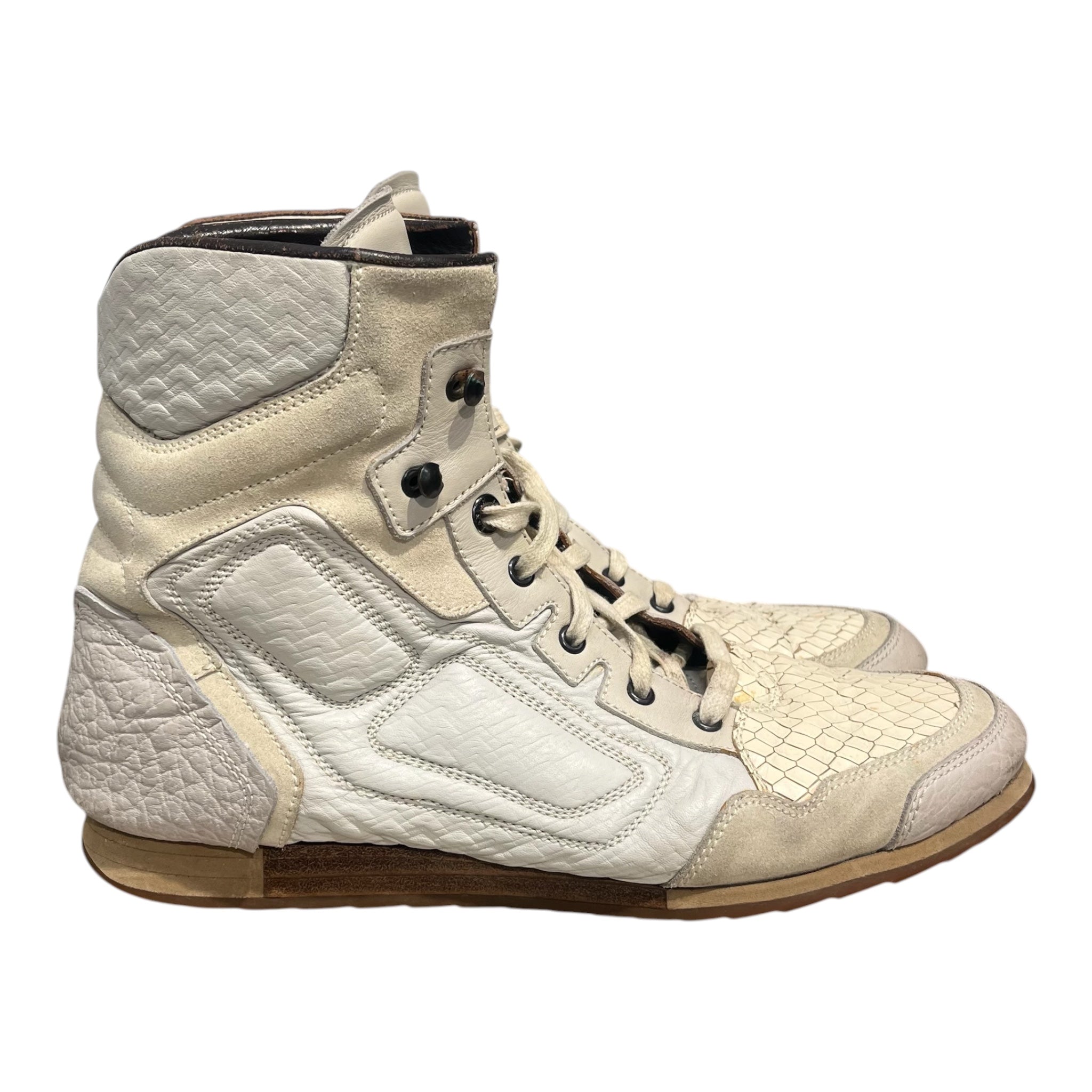 LANVIN/Hi-Sneakers/US 12/Lambskin/CRM/BOXING SHOE-EMBOSSED TOE view 2