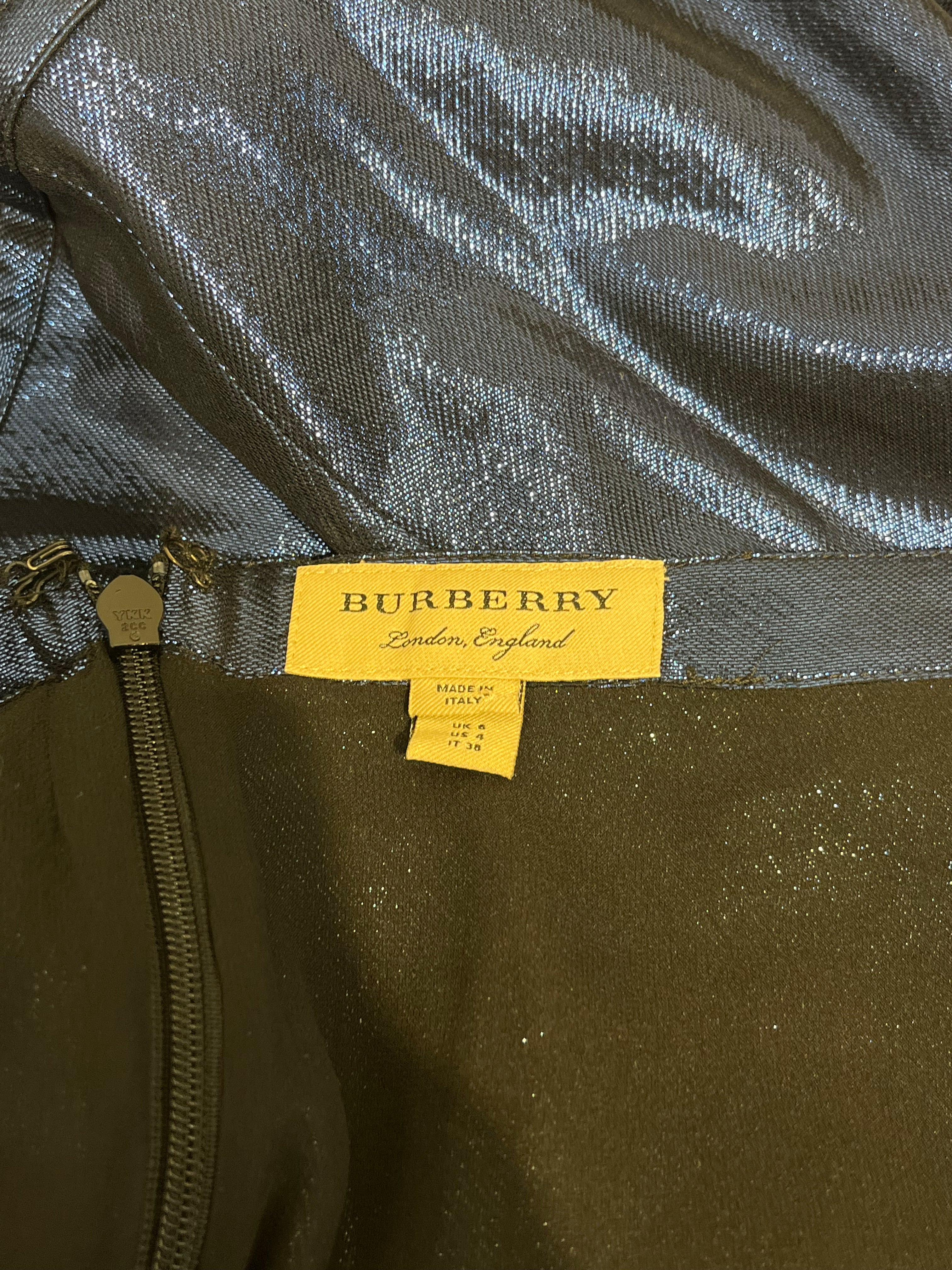 BURBERRY/Long Skirt/4/Silk/BLU/BLUE SMIMMERY SILK LONG SKIRT view 3