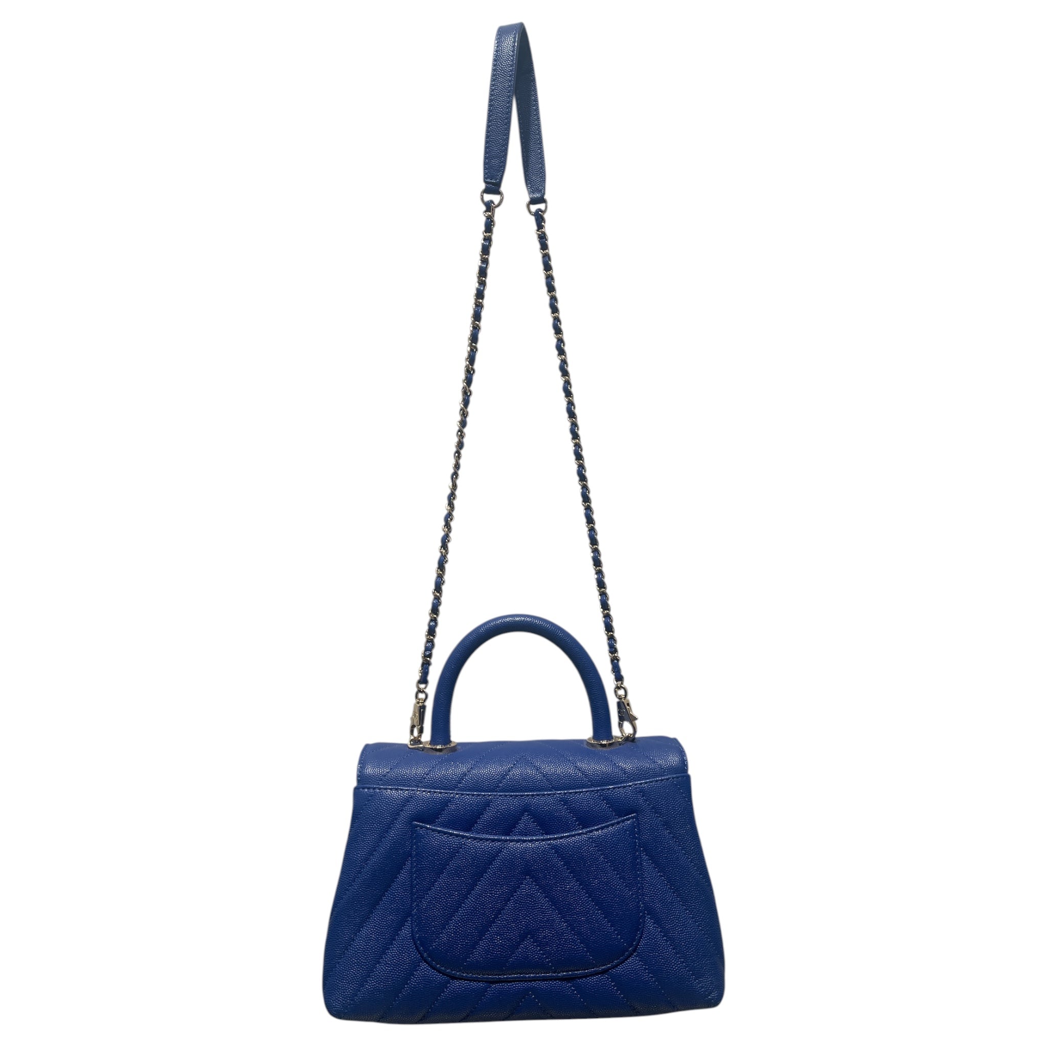 CHANEL/Cross Body Bag/Leather/BLU/chevron quilted caviar view 2