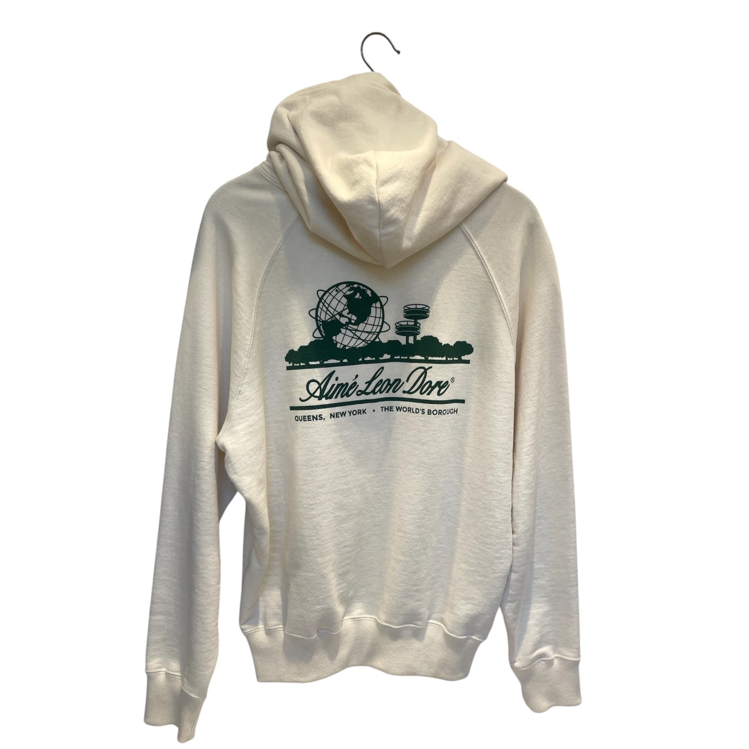 AIME LEON DORE/Hoodie/L/Cotton/WHT/GREEN CURSIVE, NAME ON BACK view 2