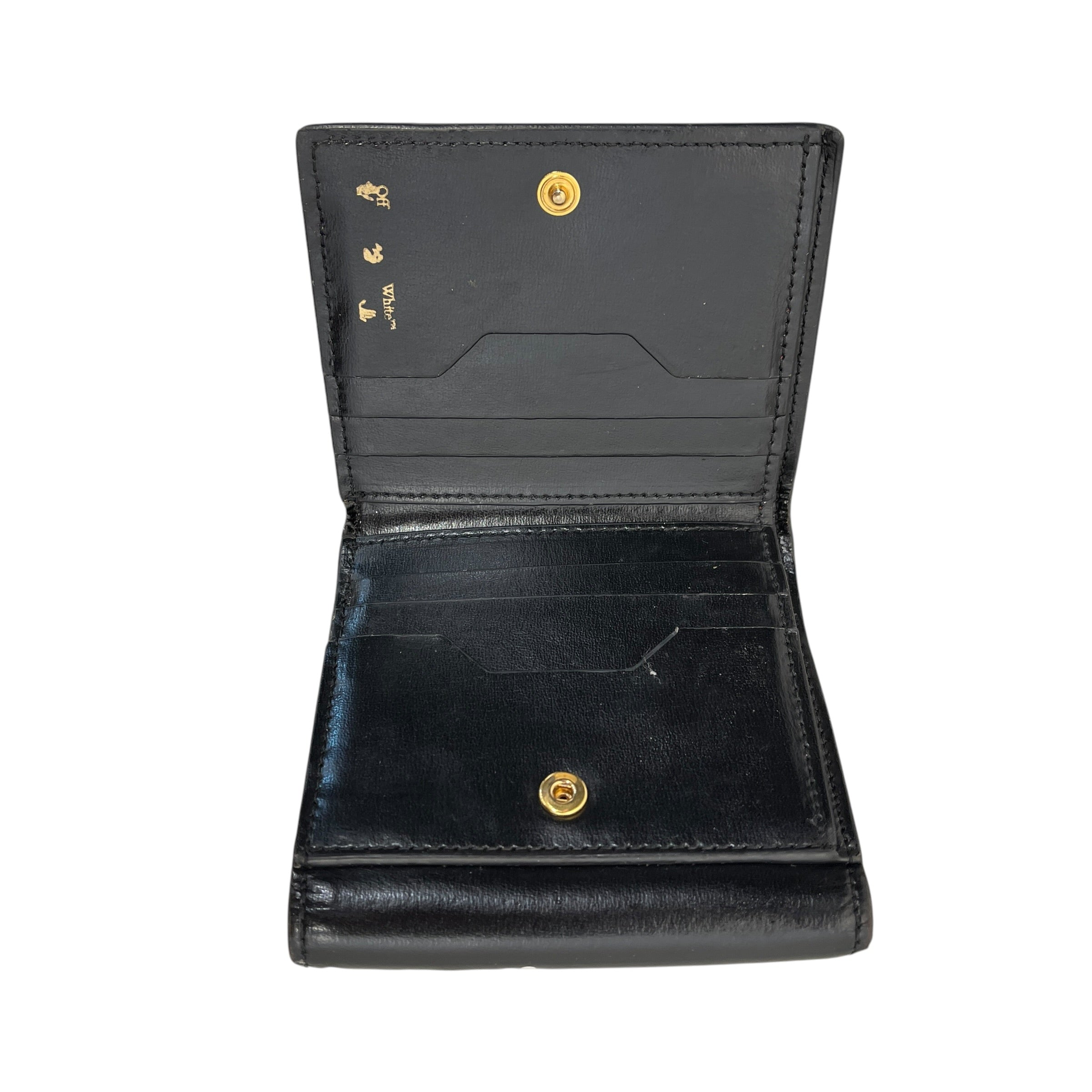 OFF-WHITE/Bifold Wallet/Leather/BLK/M's/"Logo" "Cash inside" view 3