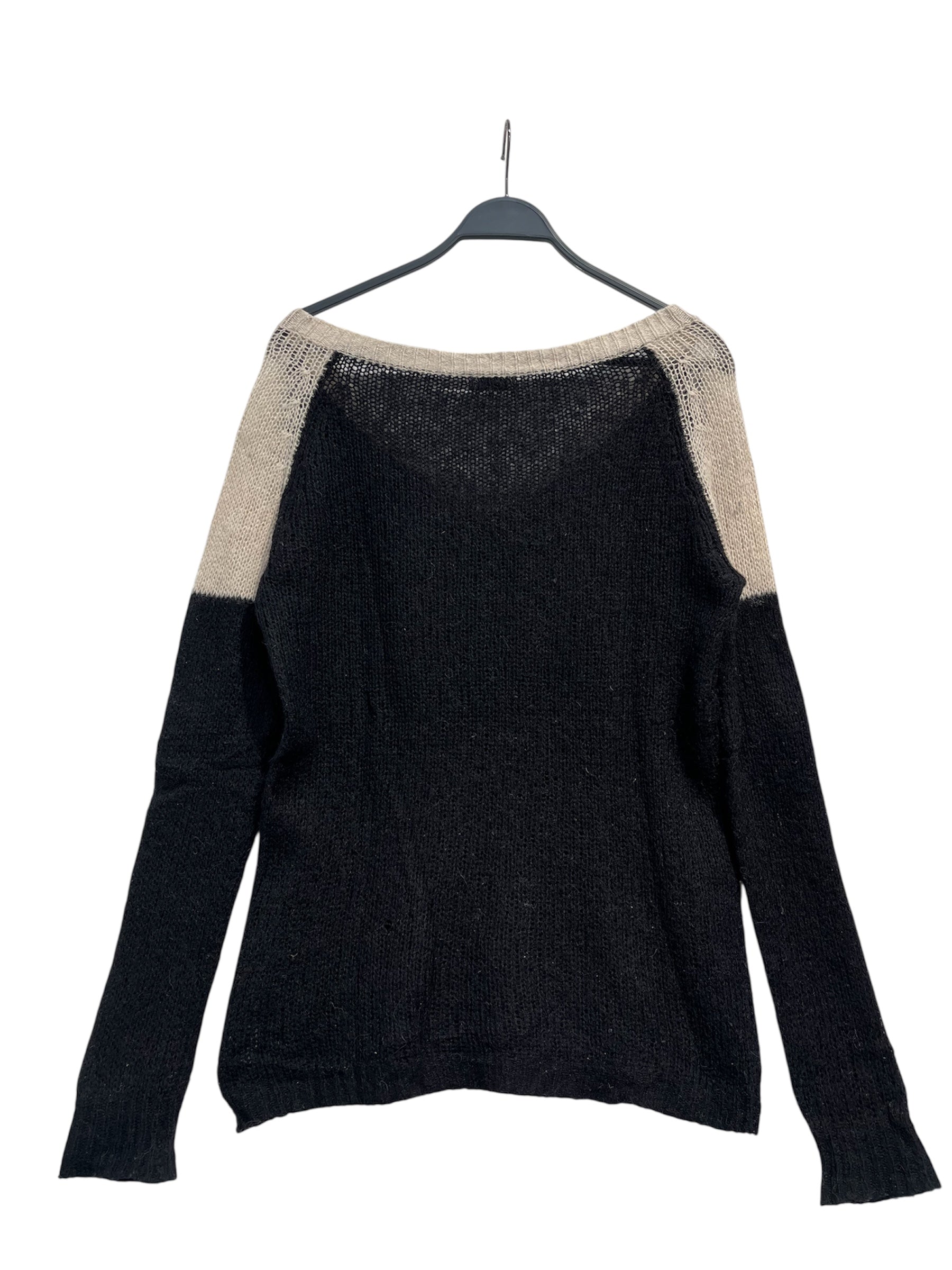 DRIES VAN NOTEN/Sweater/XS/Polyester/BLK/Oversize/RAGLAN SLEEVE-V NECK view 2