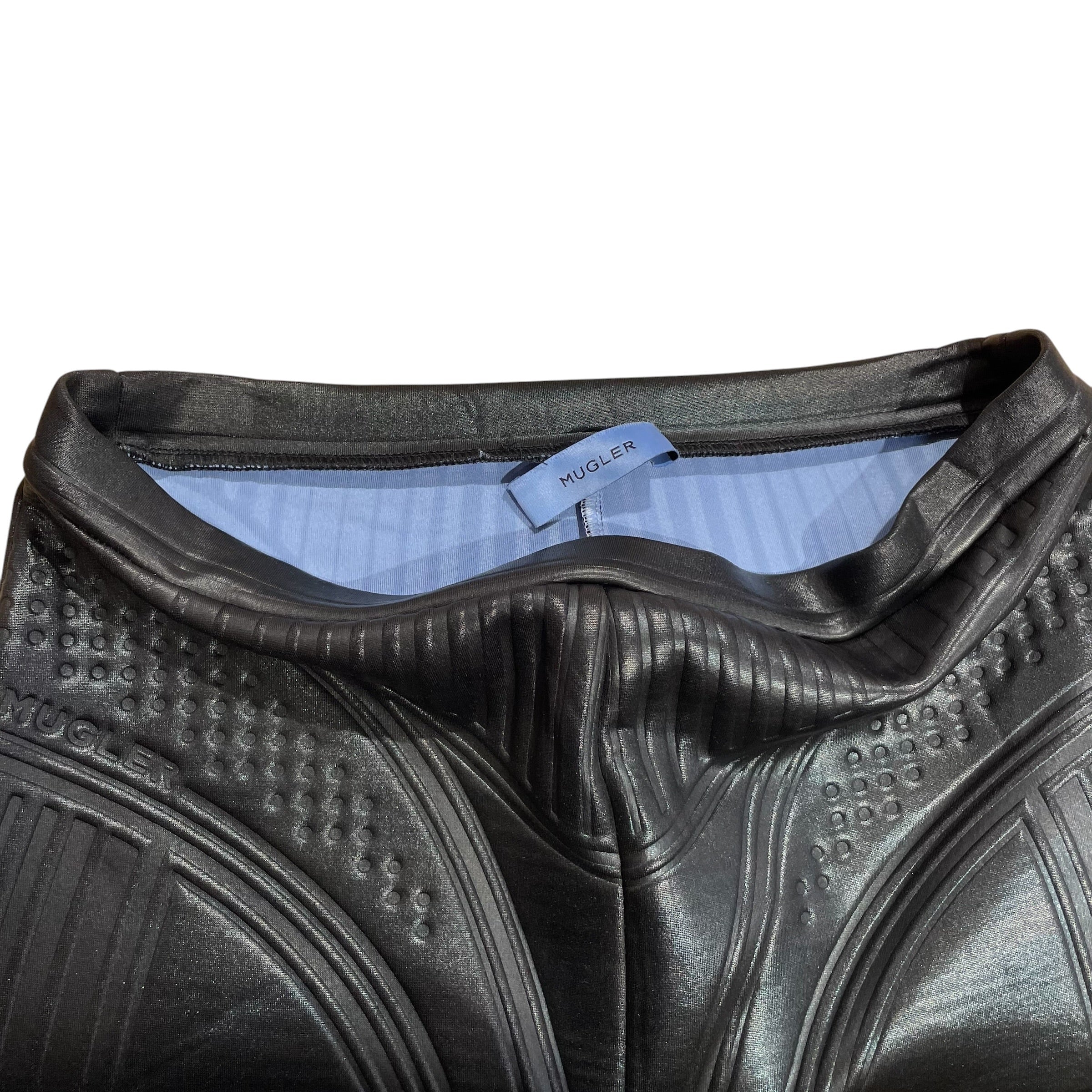 MUGLER/Cropped Pants/34/Polyester/BLK/embossed scuba capri leggings view 3
