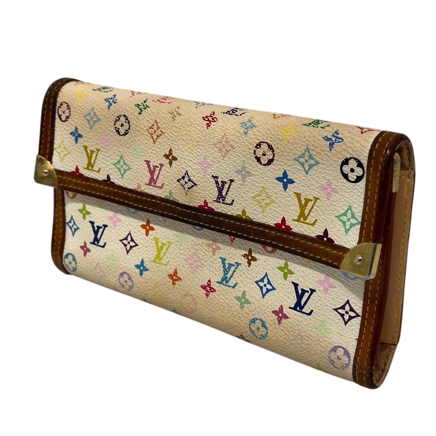 LOUIS VUITTON/Long Wallet/Monogram/Leather/WHT/2003 Murakami (TH1005) view 1