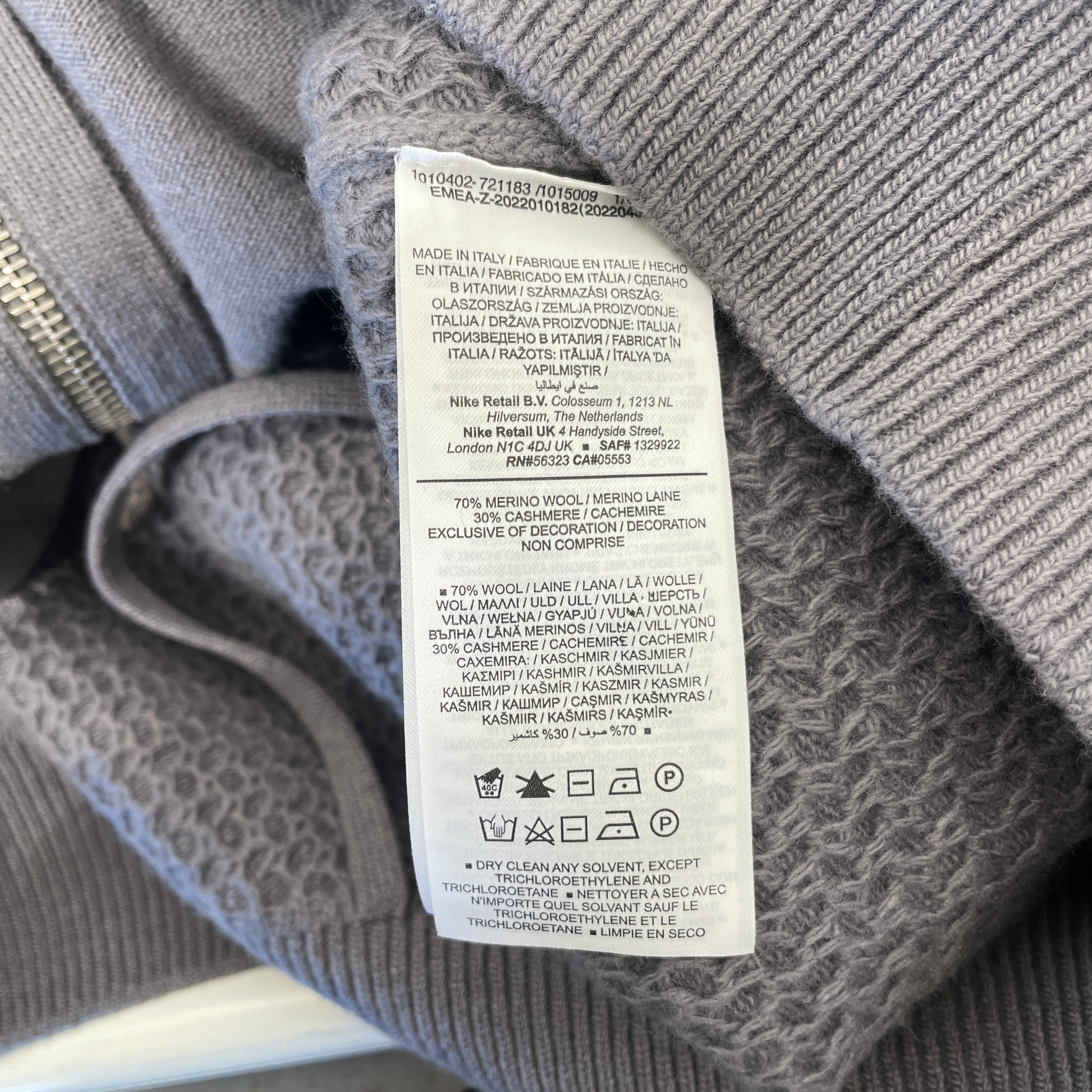 NIKE/Jacket/L/Wool/GRY/EVERYSTITCHCONSIDERED view 4