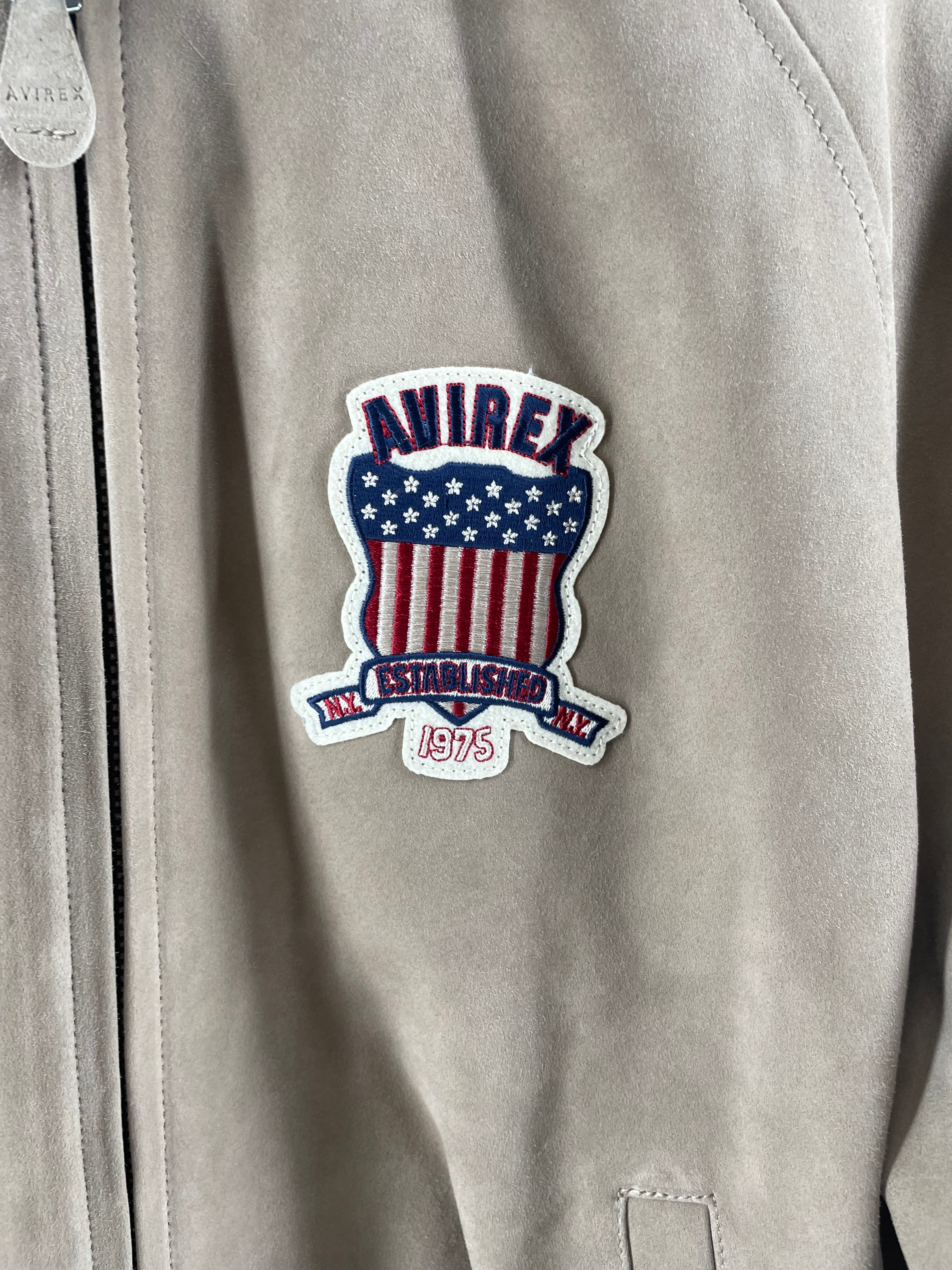 AVIREX/Jacket/XL/Suede/KHK/VARSITY BOMBER/ LOGO BACK/FRNT view 3
