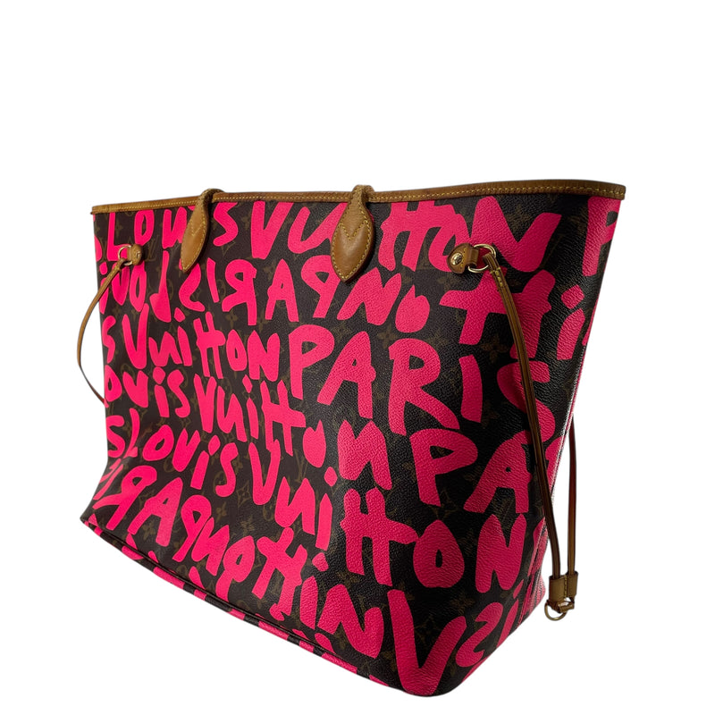 LOUIS VUITTON/Hand Bag/Monogram/Leather/PNK/NEVERFULL GRAFFITI MARC JACOB