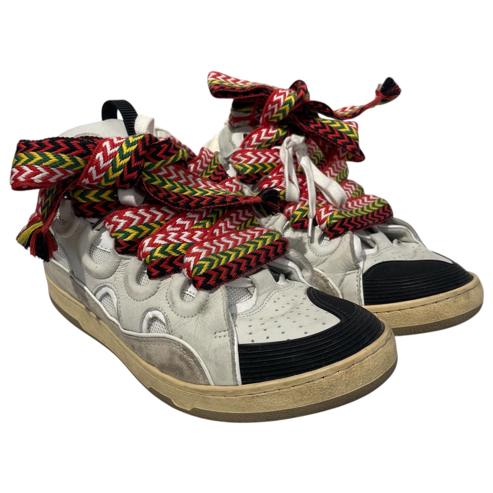 LANVIN/Low-Sneakers/US 11/Leather/WHT/blackredgreenyellow laces view 1
