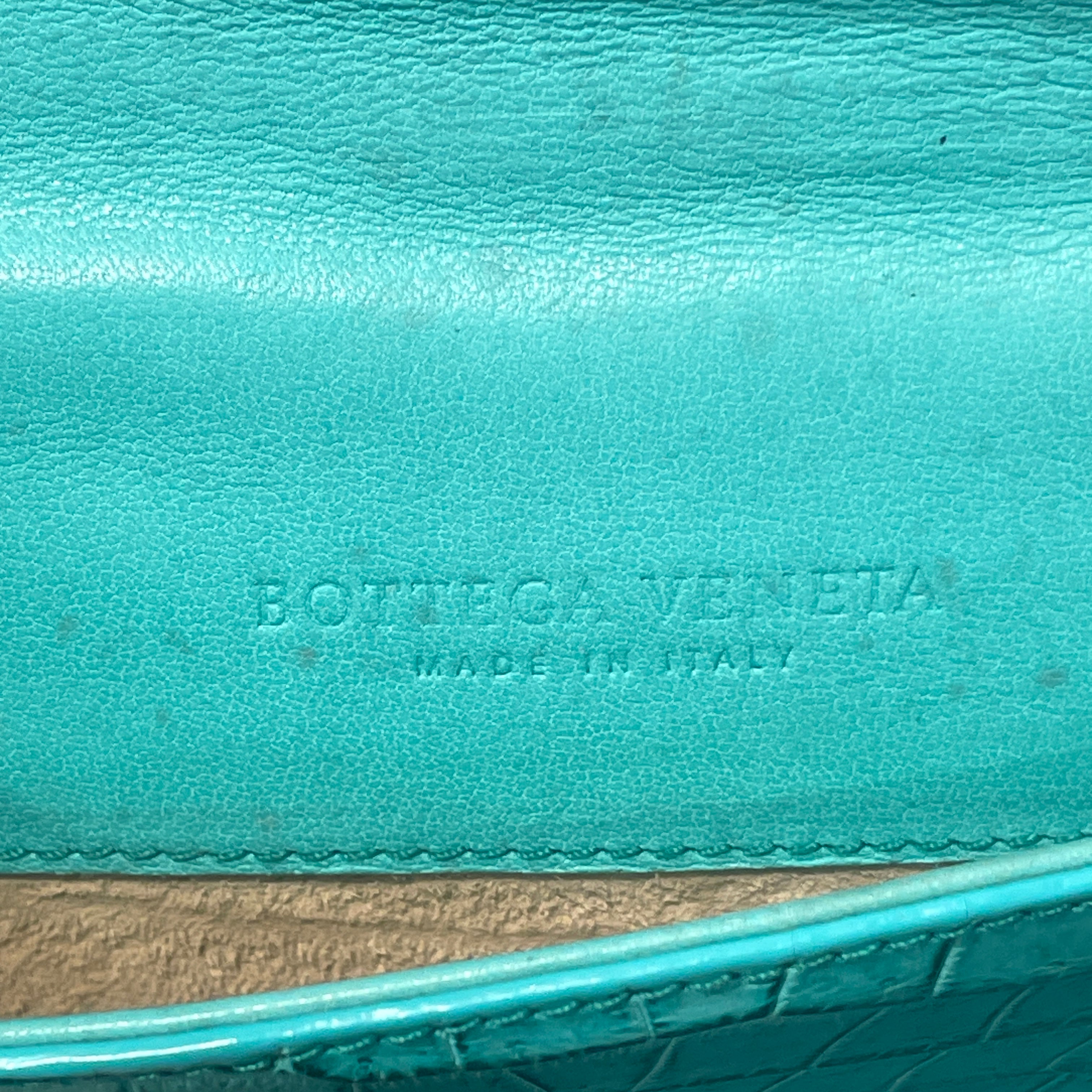 BOTTEGA VENETA/Clutch Bag/Leather/GRN/CROC/TEAL/PIANO CRISS CROSS view 6