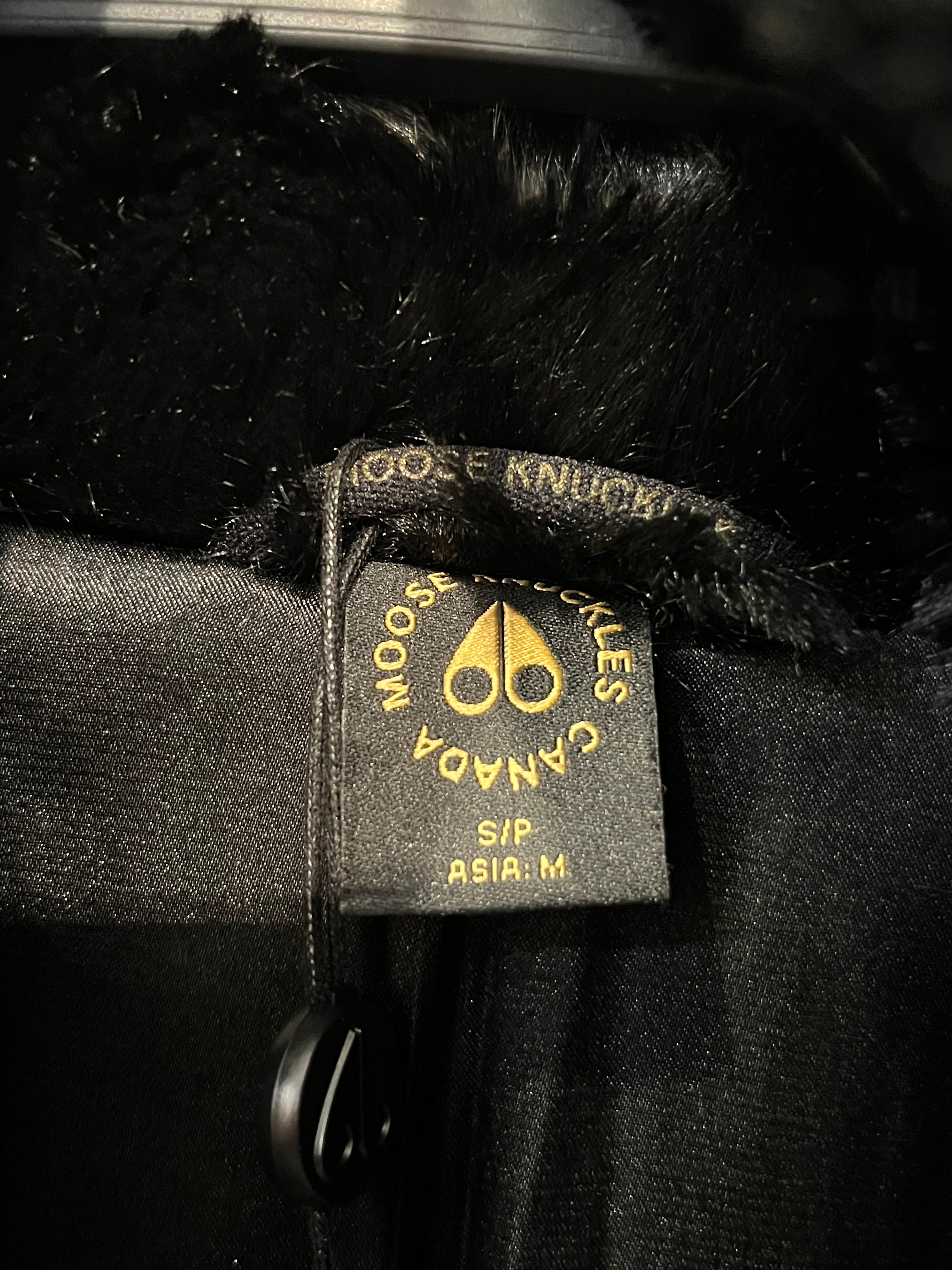 MOOSE KNUCKLES/Trench Coat/S/Fake Fur/BLK/LEATHER SLEEVE GOLD HARDWARE view 3