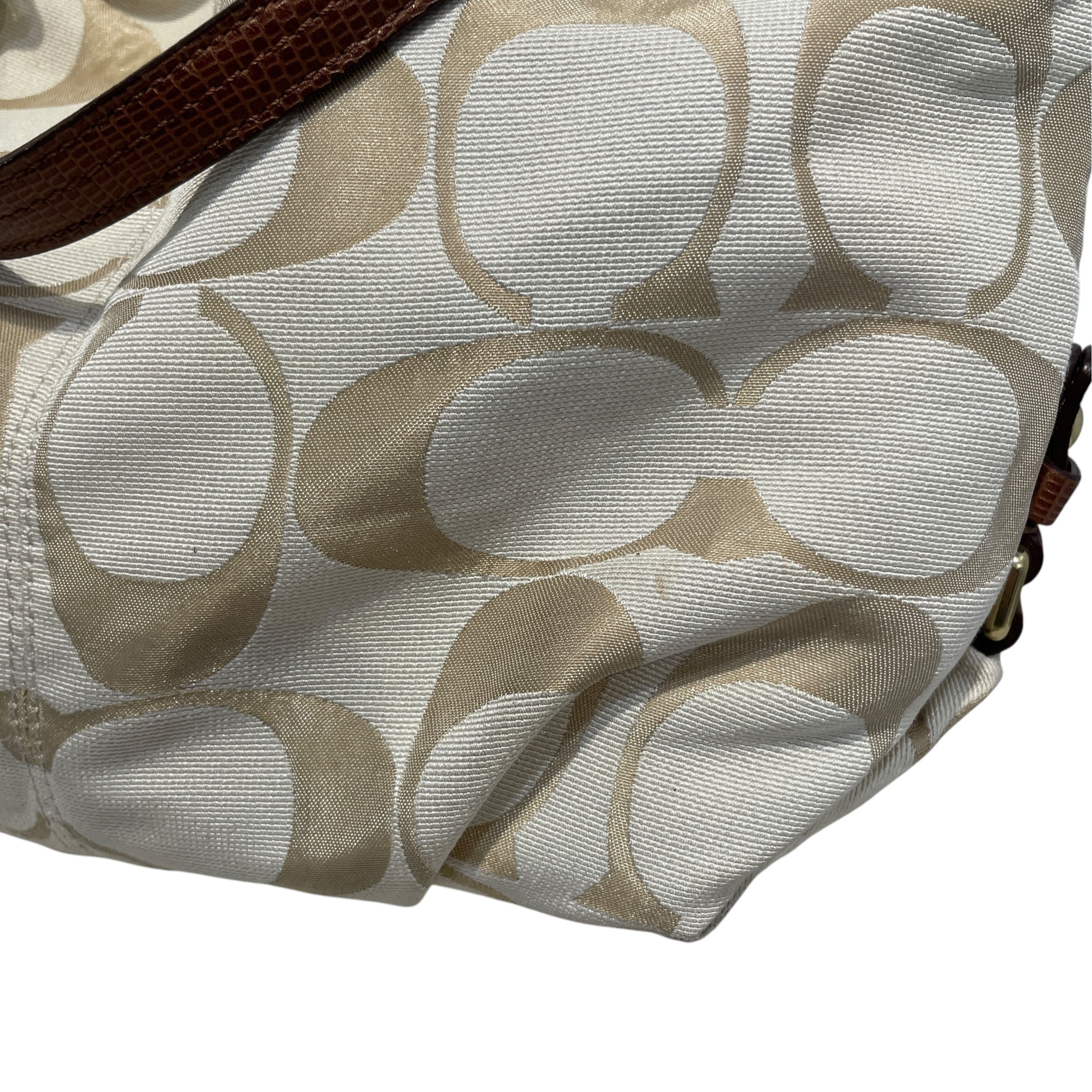 COACH/Hand Bag/Monogram/Cotton/WHT/Monogram Hobo Cab view 7
