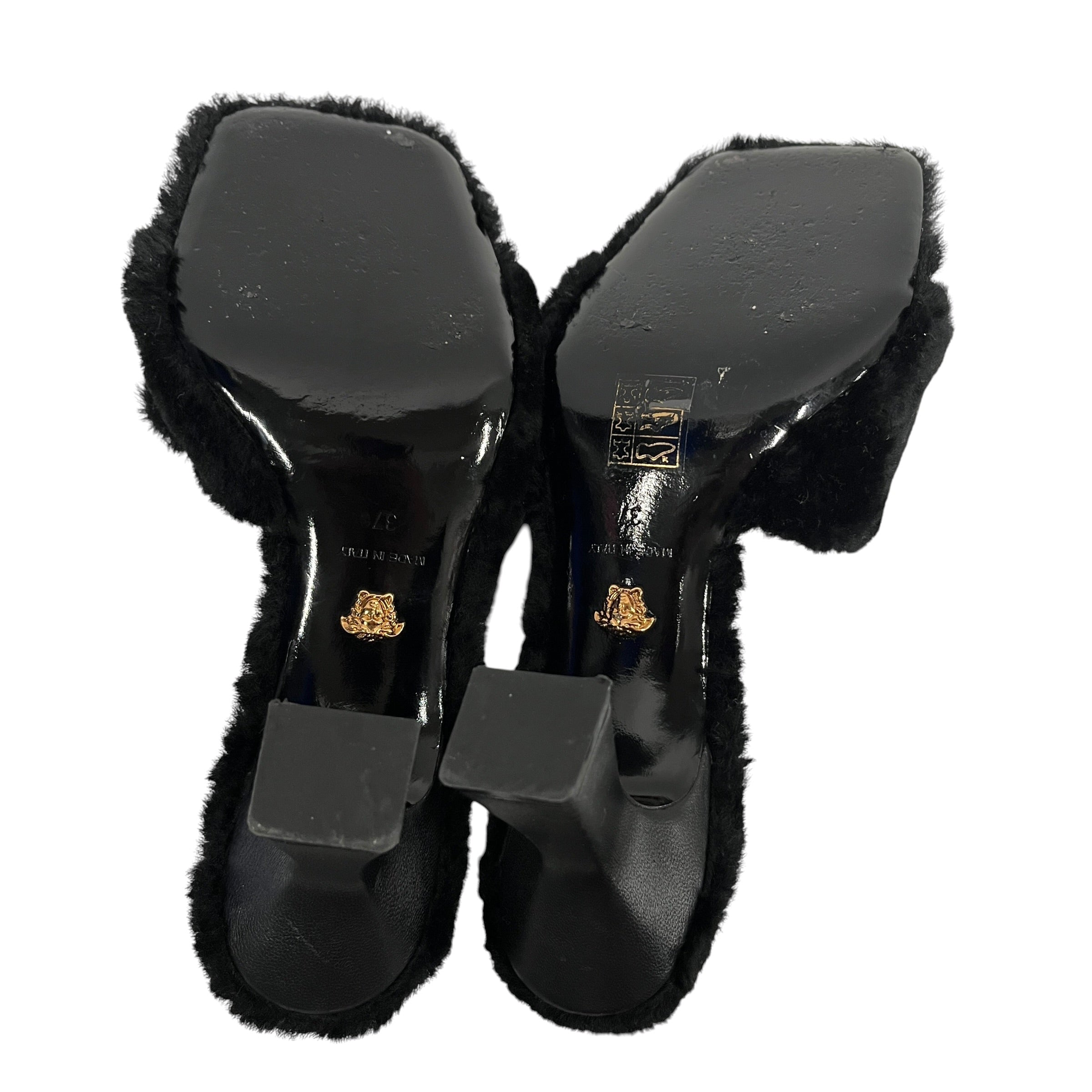 VERSACE/Heels/EU 37/Fake Fur/BLK/Slip-on/La Medusa Shearling Heel view 5