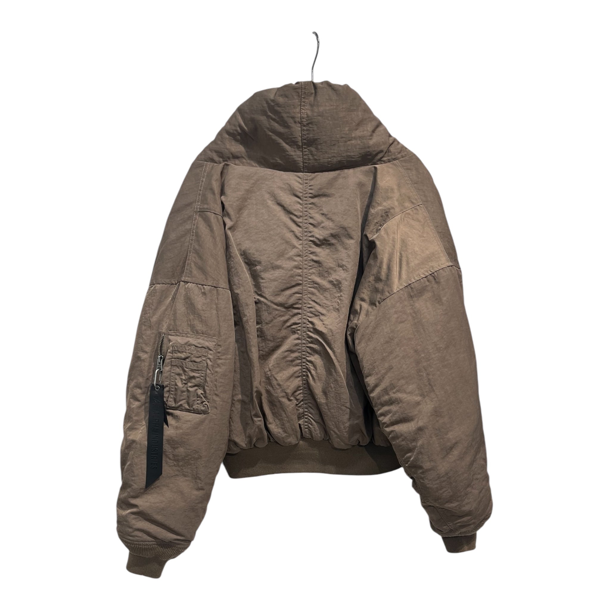 ALPHA INDUSTRIES/Puffer Coat/S/Nylon/KHK/SHAWL COLLAR CROPPED JKT view 2