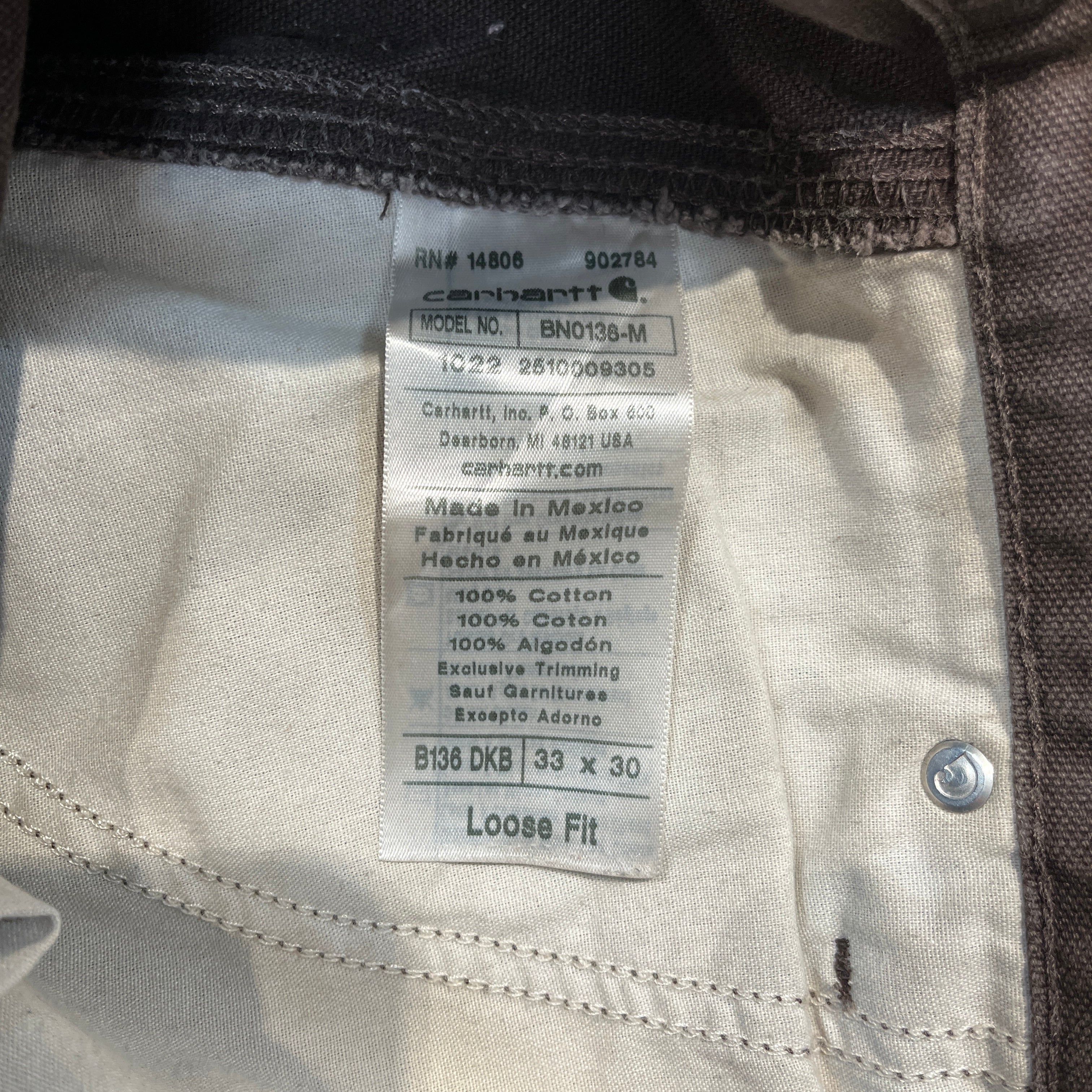 Carhartt/Straight Pants/33/Cotton/BRW/Double Knee view 4