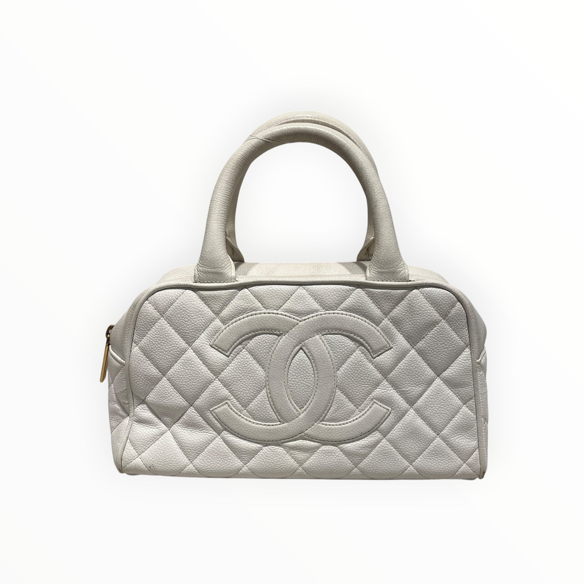 CHANEL/Hand Bag/Leather/WHT/Timeless Quilted Bowler Bag view 1