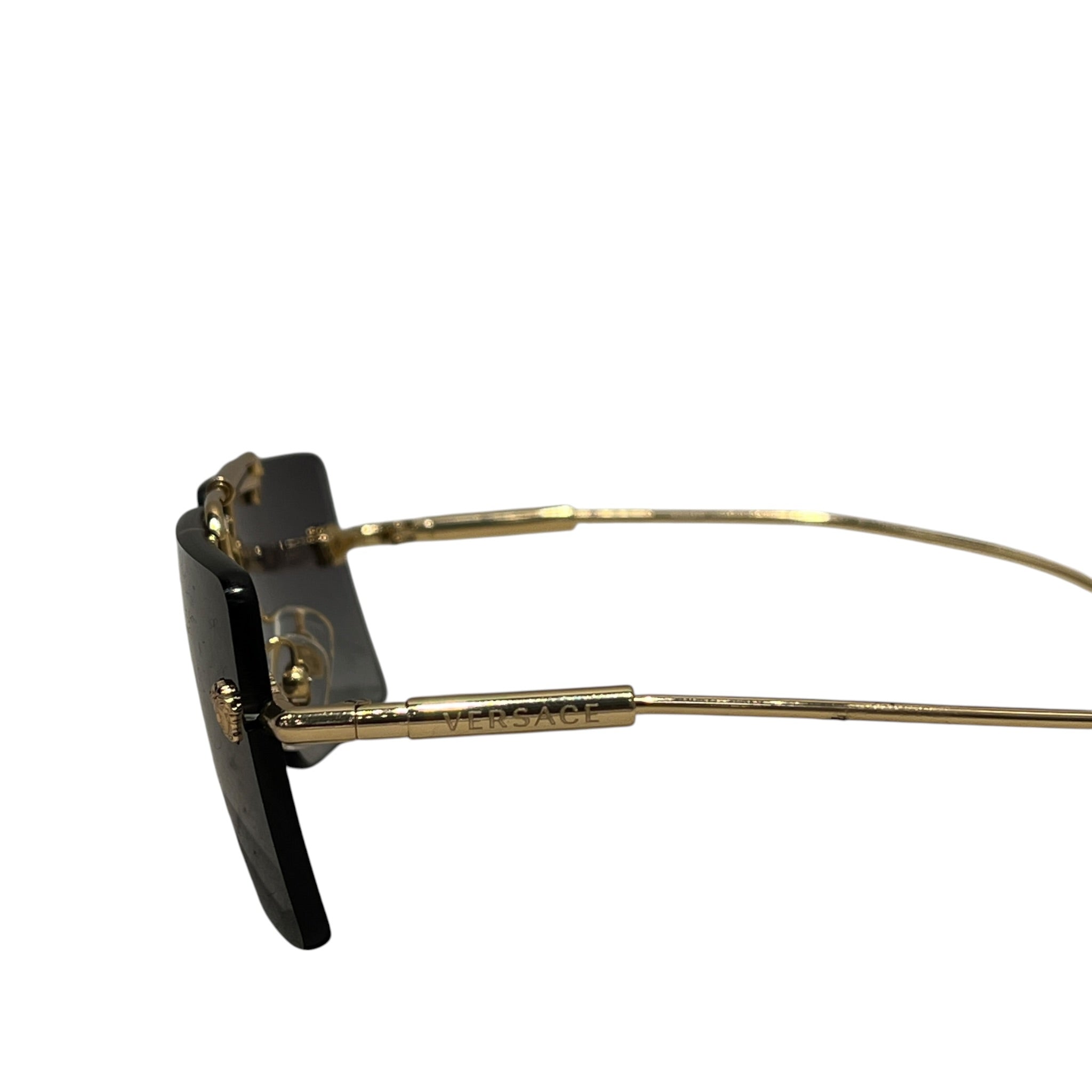 VERSACE/Sunglasses/Graphic/Metal/GLD/Rimless/M's/Gold Rectangle Unisex Sunnies view 2