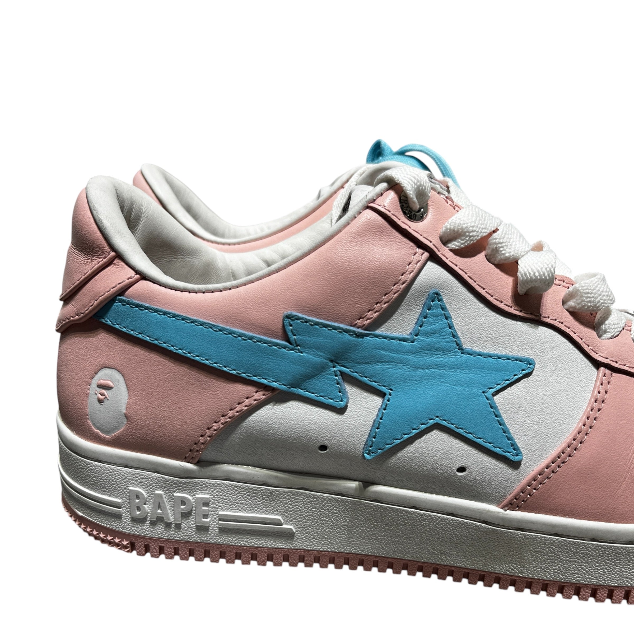 BAPE STA!/Low-Sneakers/US 9/Leather/PNK/PASTEL PINK/BLUE view 9