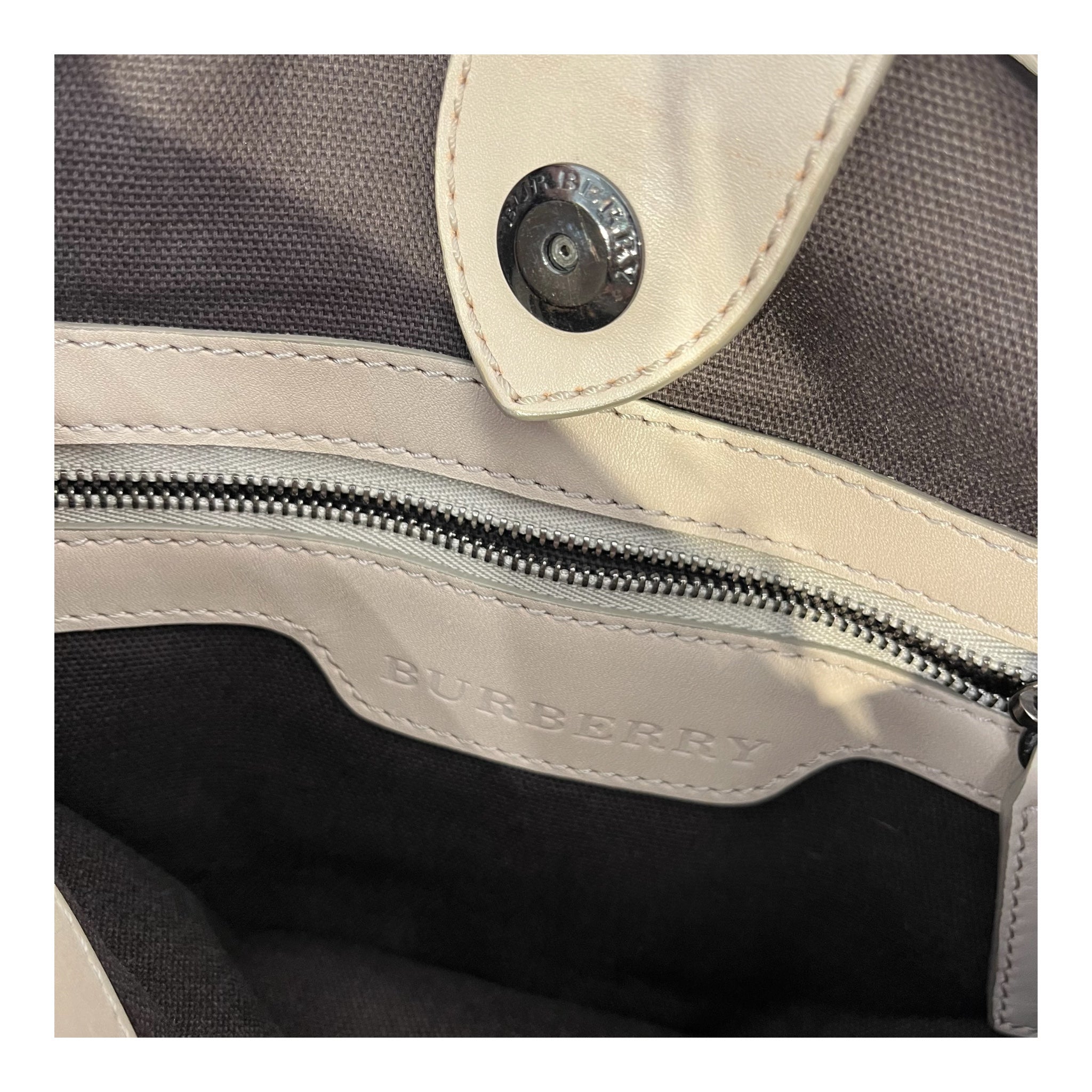 BURBERRY/Hand Bag/Plaid/Leather/BEG/burberry small smoked tote view 5