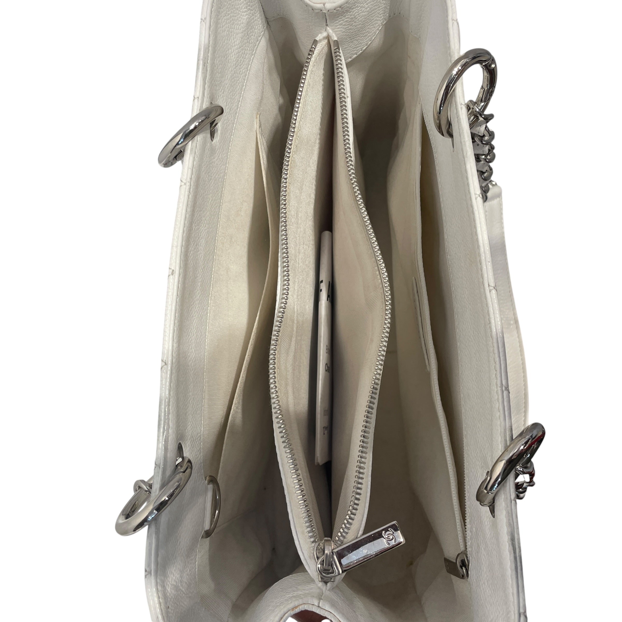 CHANEL/Tote Bag/Leather/WHT/Gran shopping tote view 4