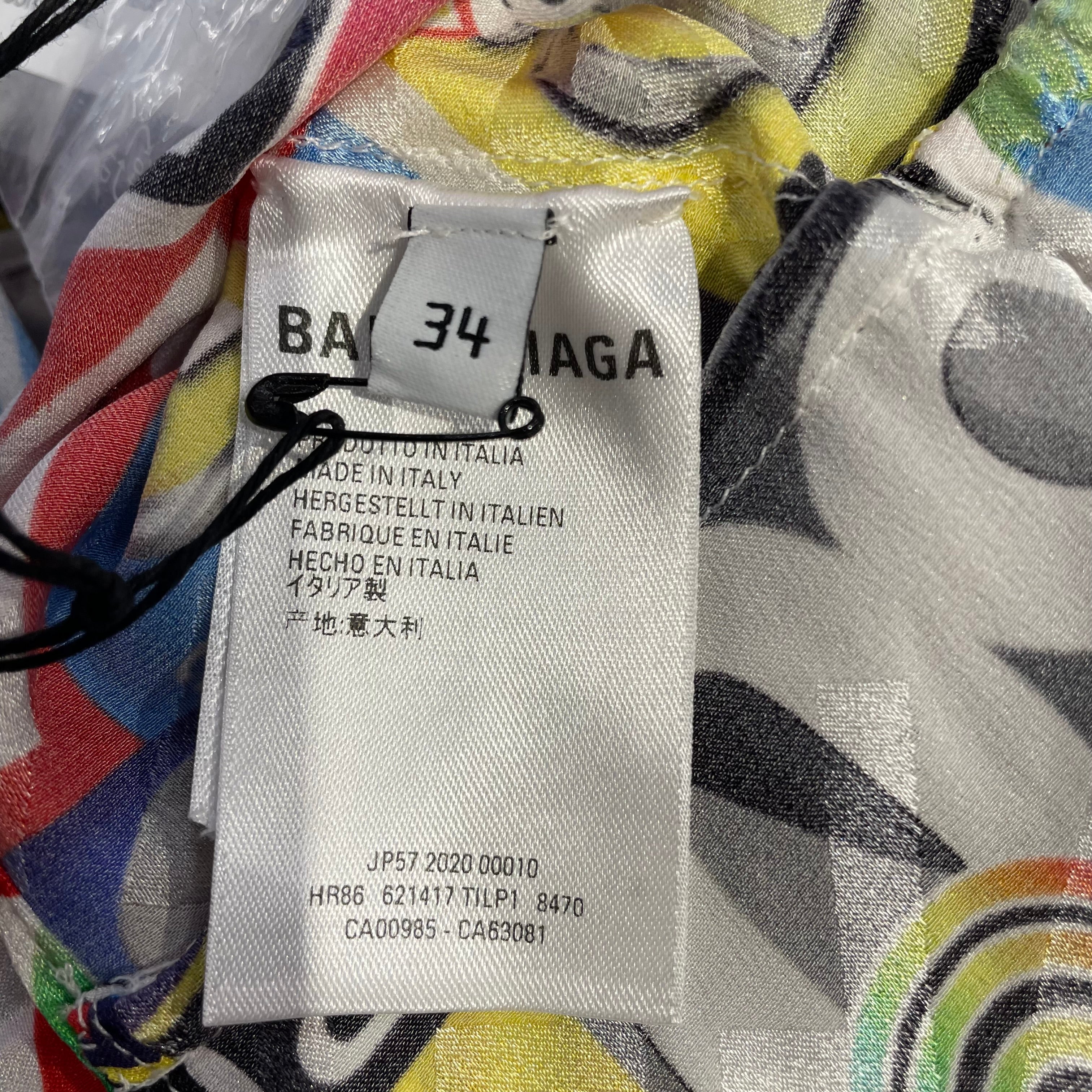 BALENCIAGA/LS Dress/34/All Over Print/Silk/MLT/Midi Length/RUFFLED PRINTED SILK MINI DRES view 4