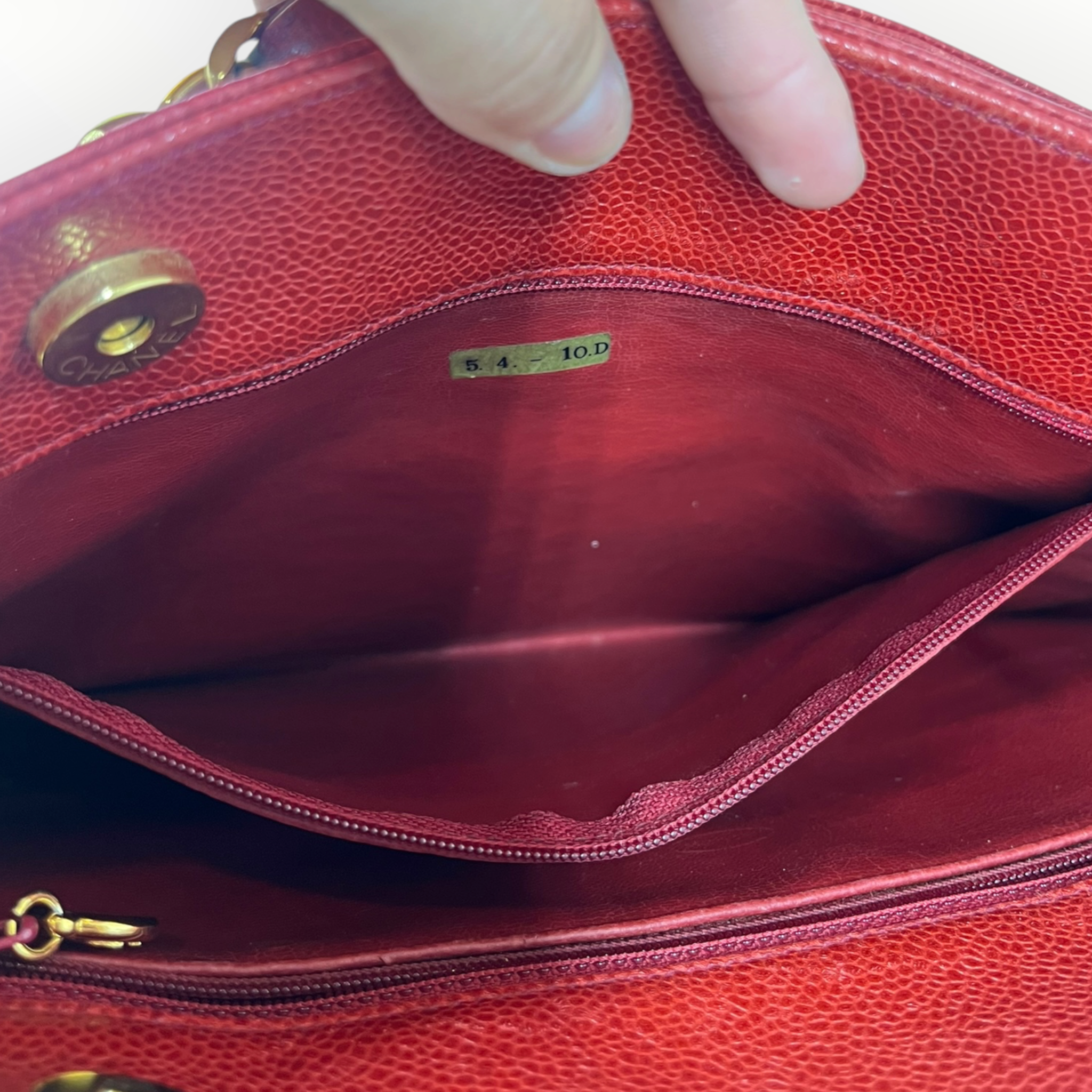 CHANEL/Tote Bag/Leather/RED/GST Cavier Tote view 4