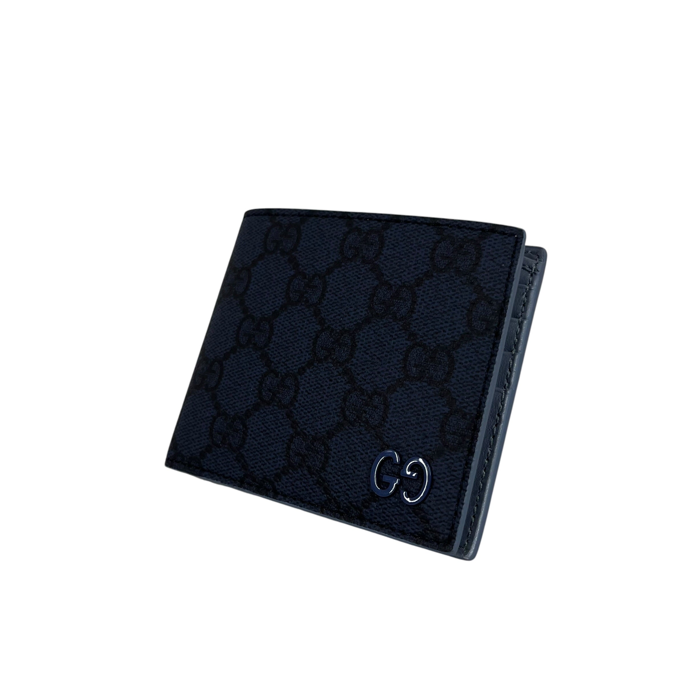 GUCCI/Bifold Wallet/Monogram/NVY/GG Canvas view 1