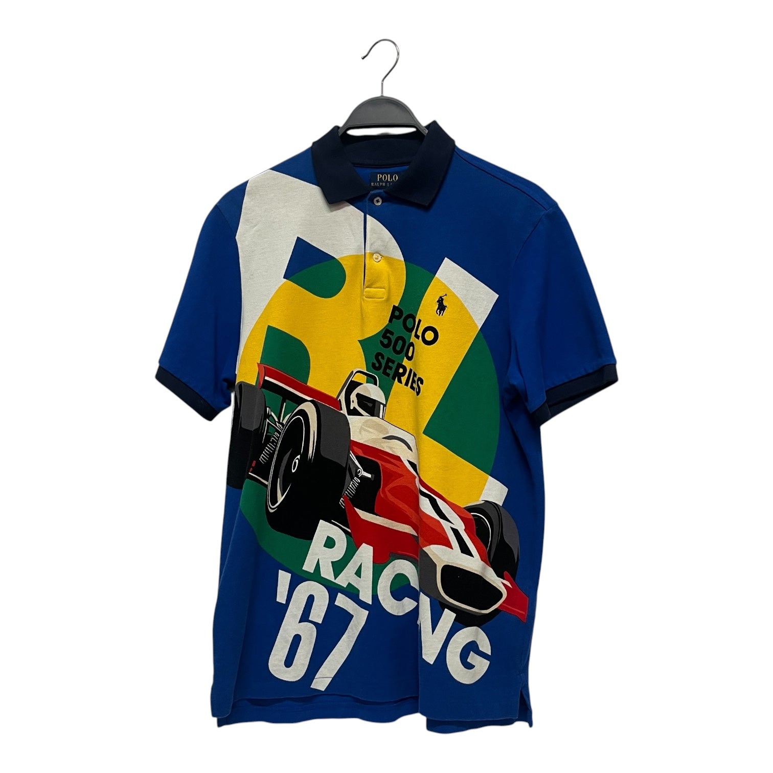 POLO RALPH LAUREN/Polo Shirt/M/Cotton/BLU/RACING '67 GRAPHIC MESH POLO view 1