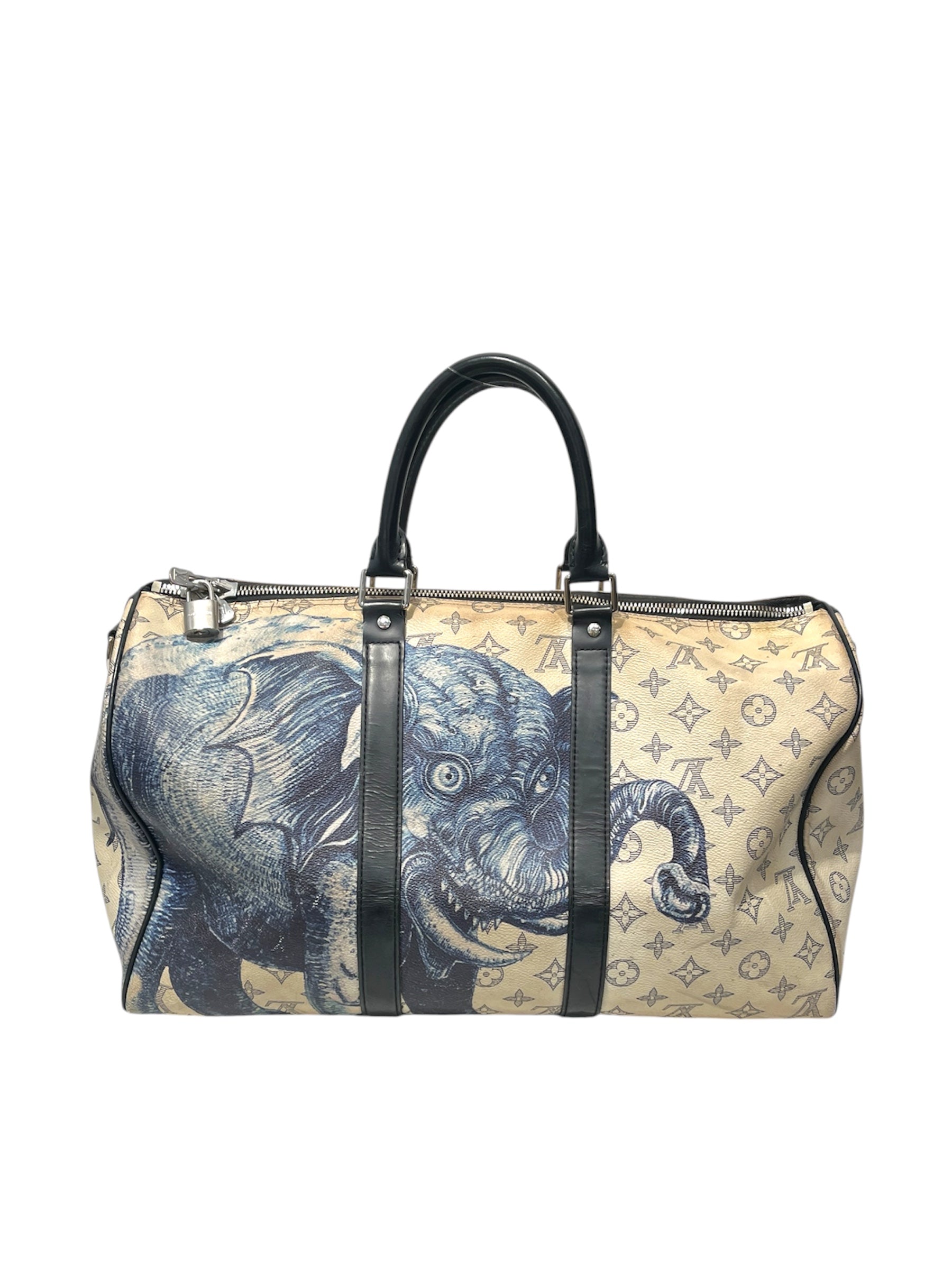 LOUIS VUITTON/Bag/All Over Print/Leather/CRM/Keepall Bandouliere 45 view 1