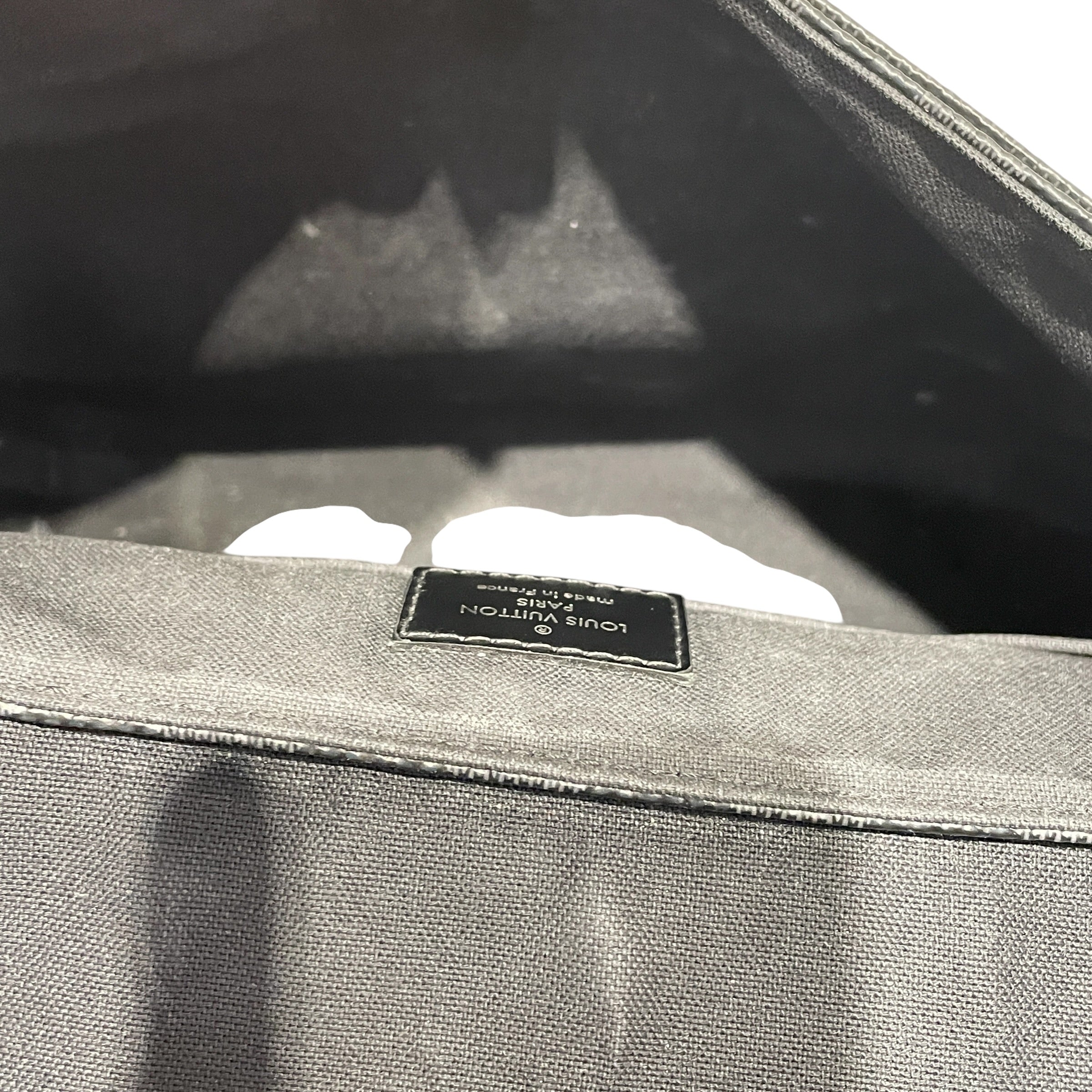 LOUIS VUITTON/Tote Bag/Monogram/Leather/BLK/Black and Grey Check view 3