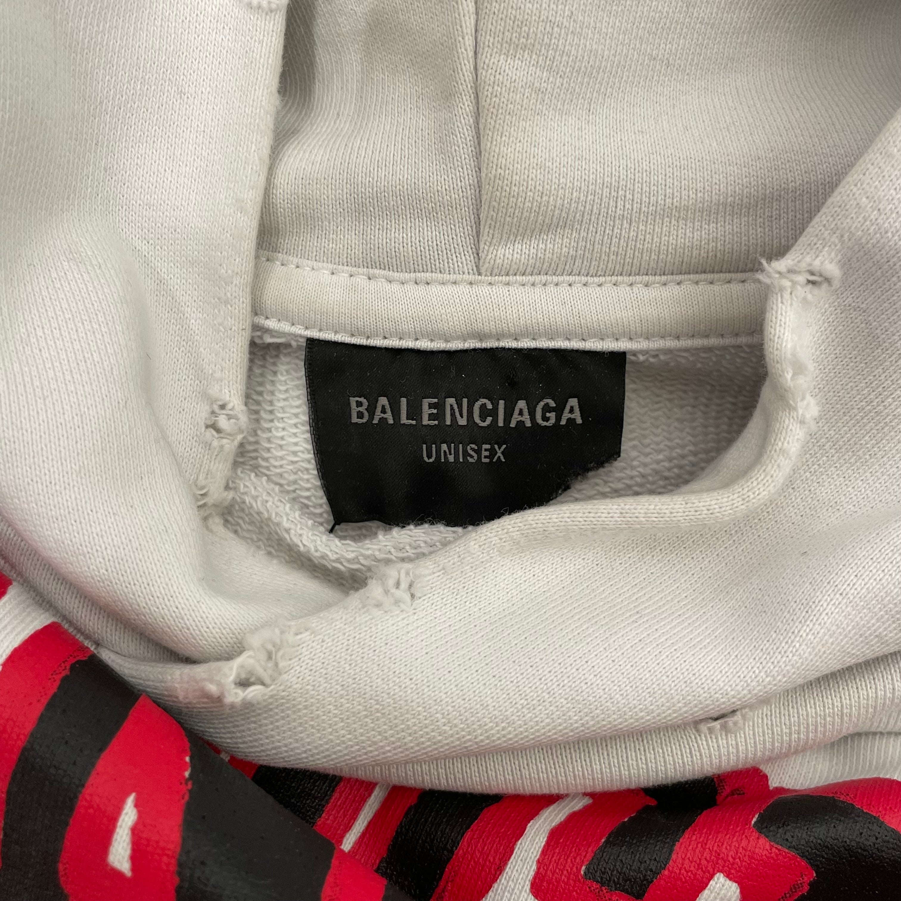BALENCIAGA/Hoodie/M/Graphic/Cotton/WHT/DIY College Hoodie view 4