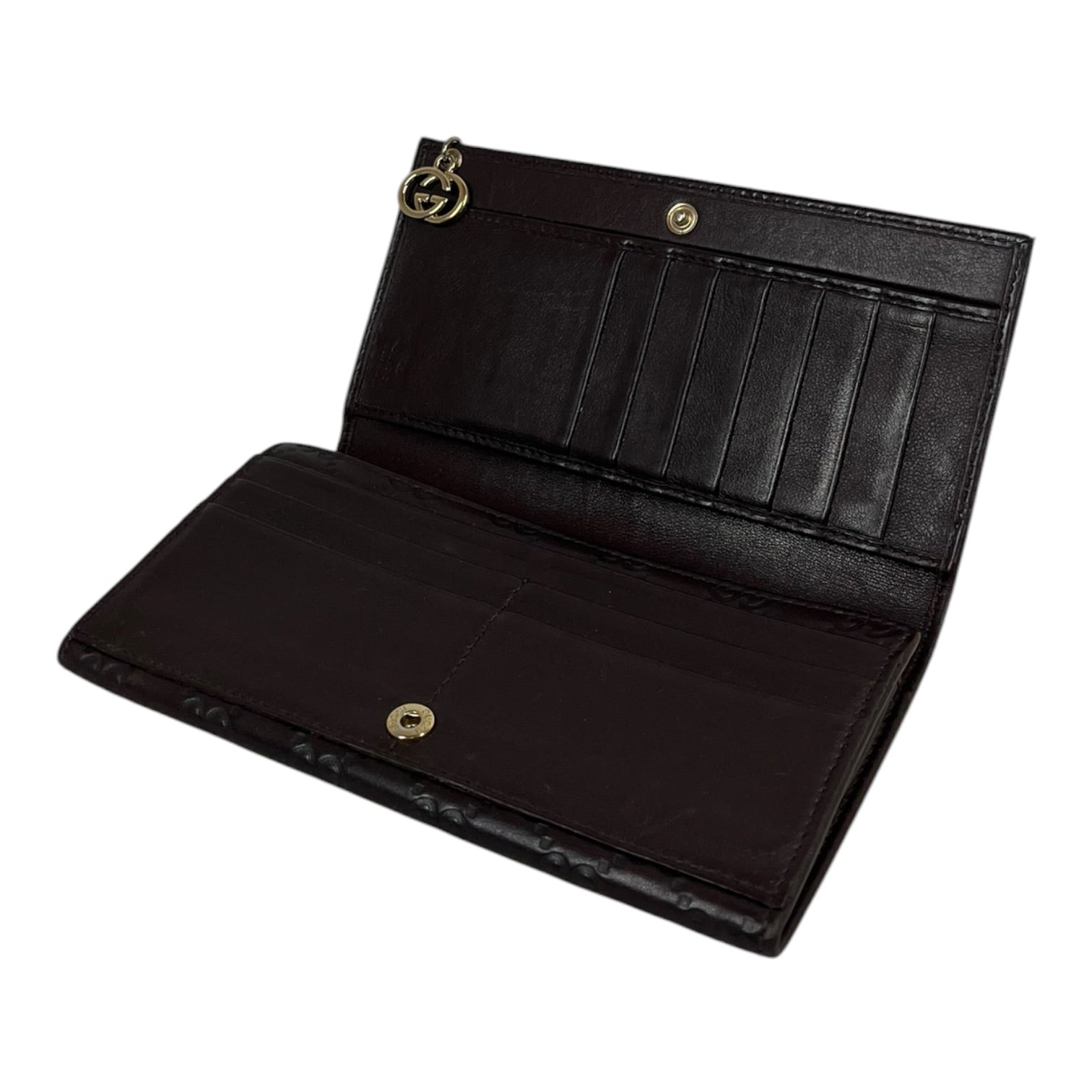 GUCCI/Bifold Wallet/Monogram/Leather/BRW/GUCCISSIMA W/ GG CHAIN view 3