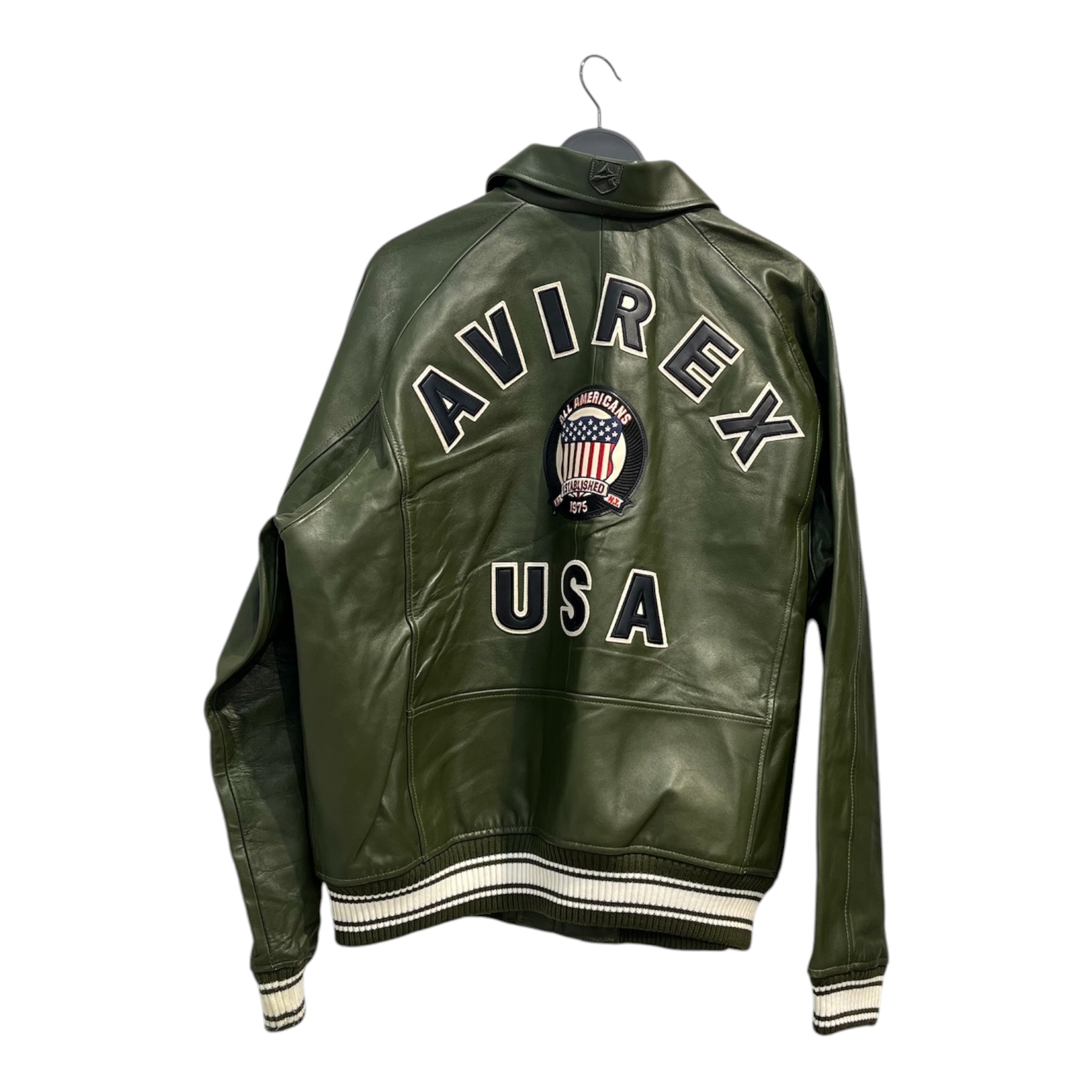 AVIREX/Leather Jkt/XL/Leather/GRN/all american back usa view 2