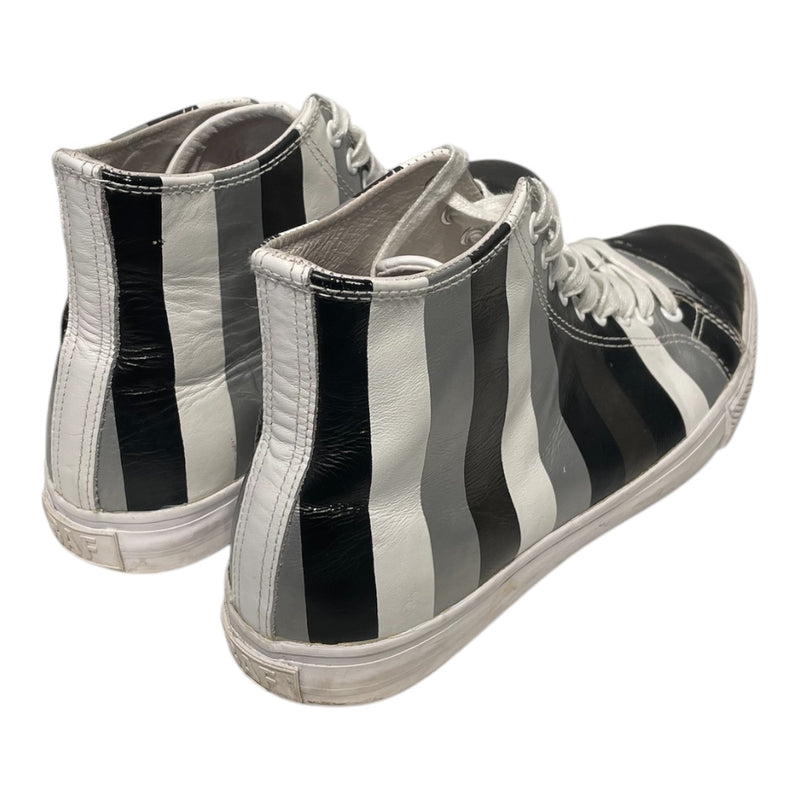 RAF SIMONS/Hi-Sneakers/EU 44/Stripe/Leather/SLV/SLVR/BLK/WHT VERTICAL STRIPE